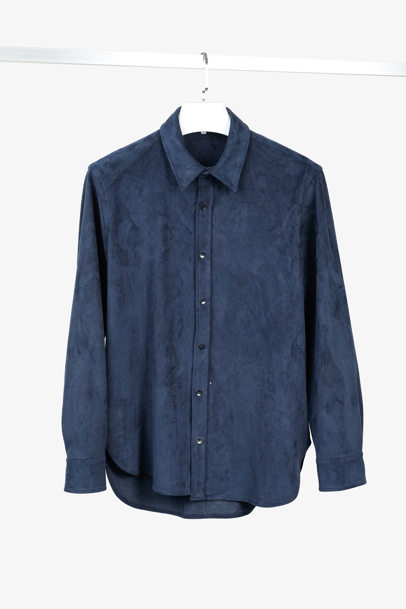 Tibi Tibi Faux Suede Midnight Blue Button Up Shirt Size S / US 4 / IT 40 - 1 Thumbnail