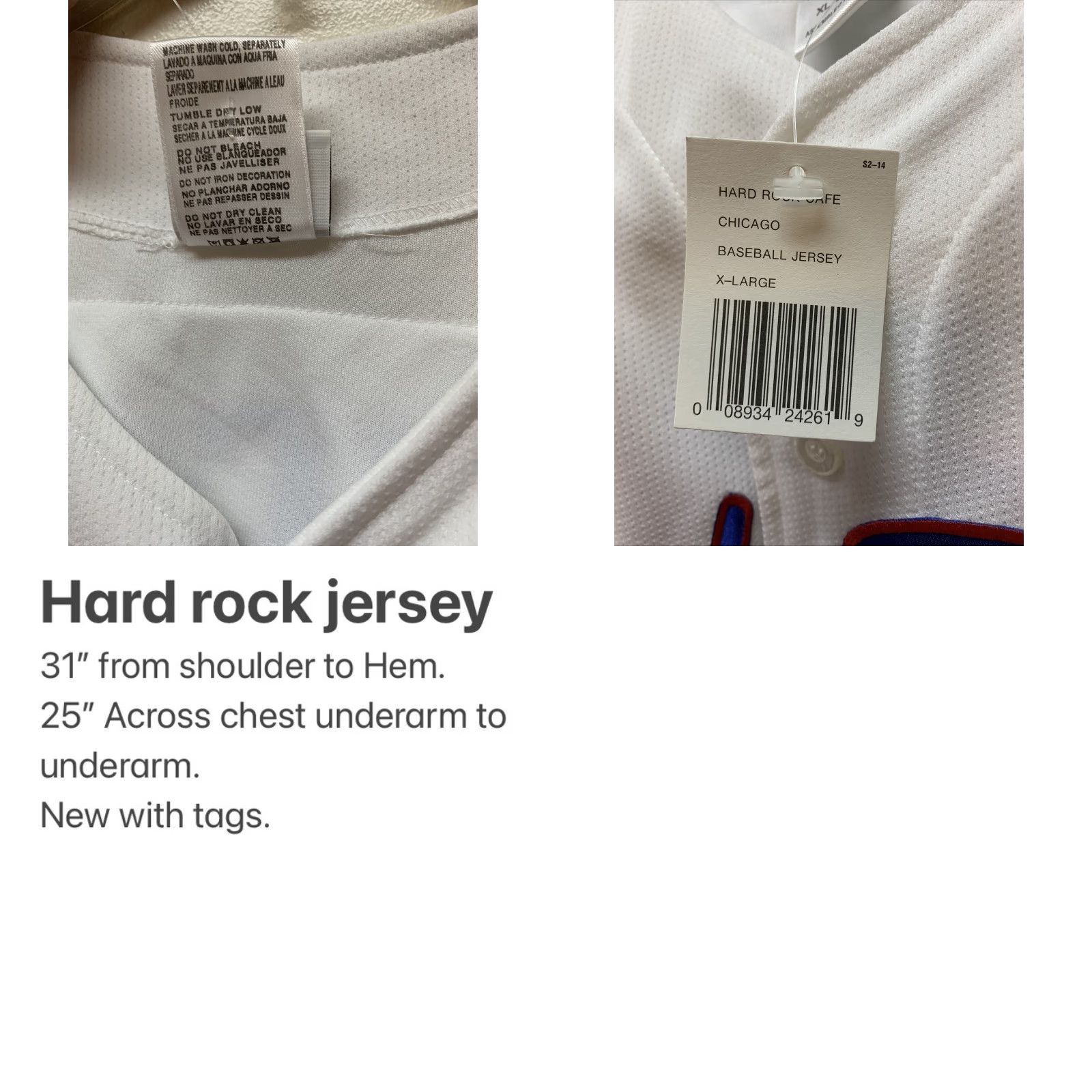 Hard Rock Cafe VINTAGE Hard Rock Cafe Chicago Baseball Jersey Shirt XL Men White 1990s NOS NEW Sportswear Jersey Size US XL / EU 56 / 4 - 8 Thumbnail