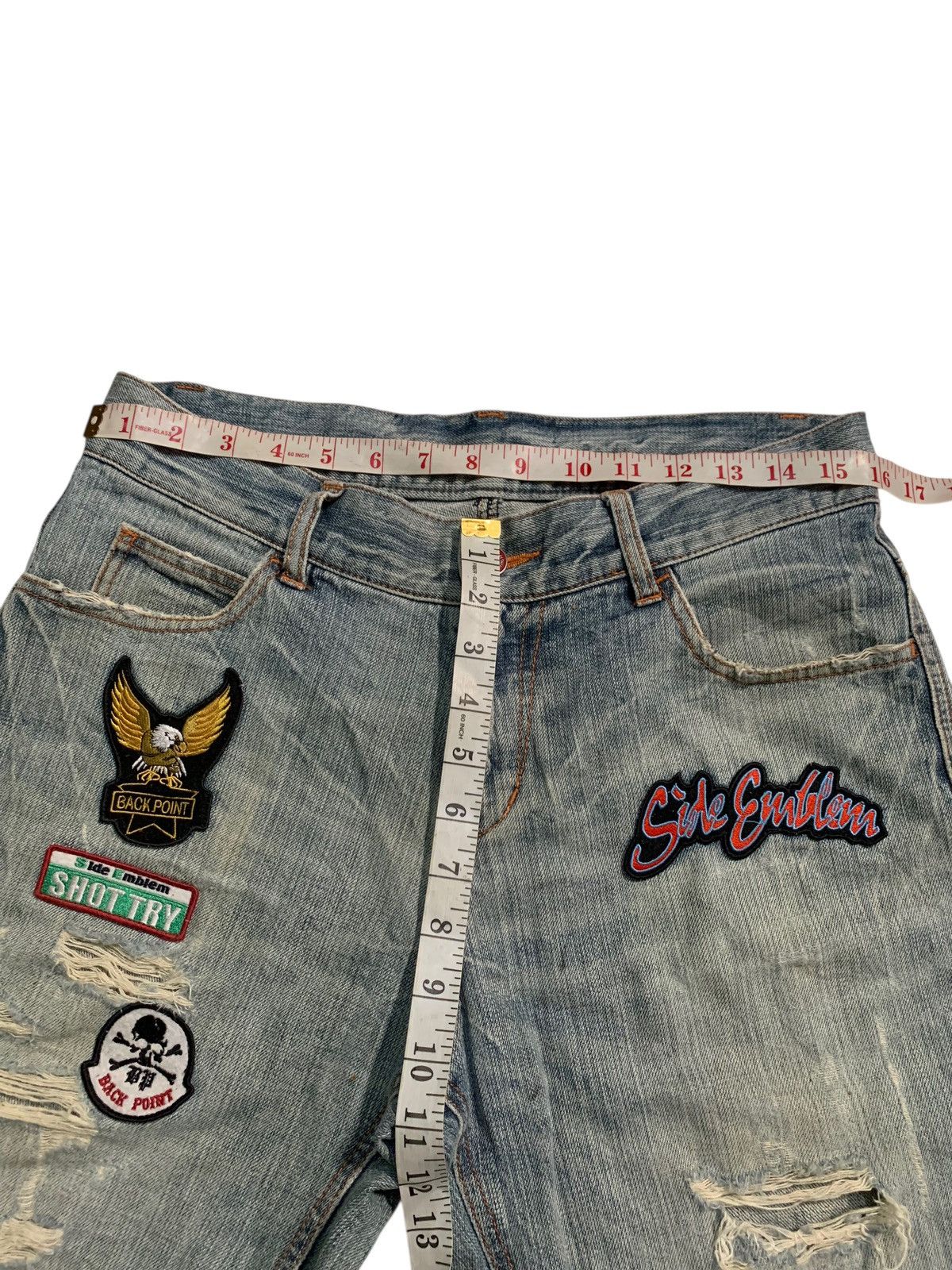 Other UNKNOWN BRAND PATCHES FADED PUNK STYLE DISTRESSED DENIM Size US 32 / EU 48 - 19 Thumbnail