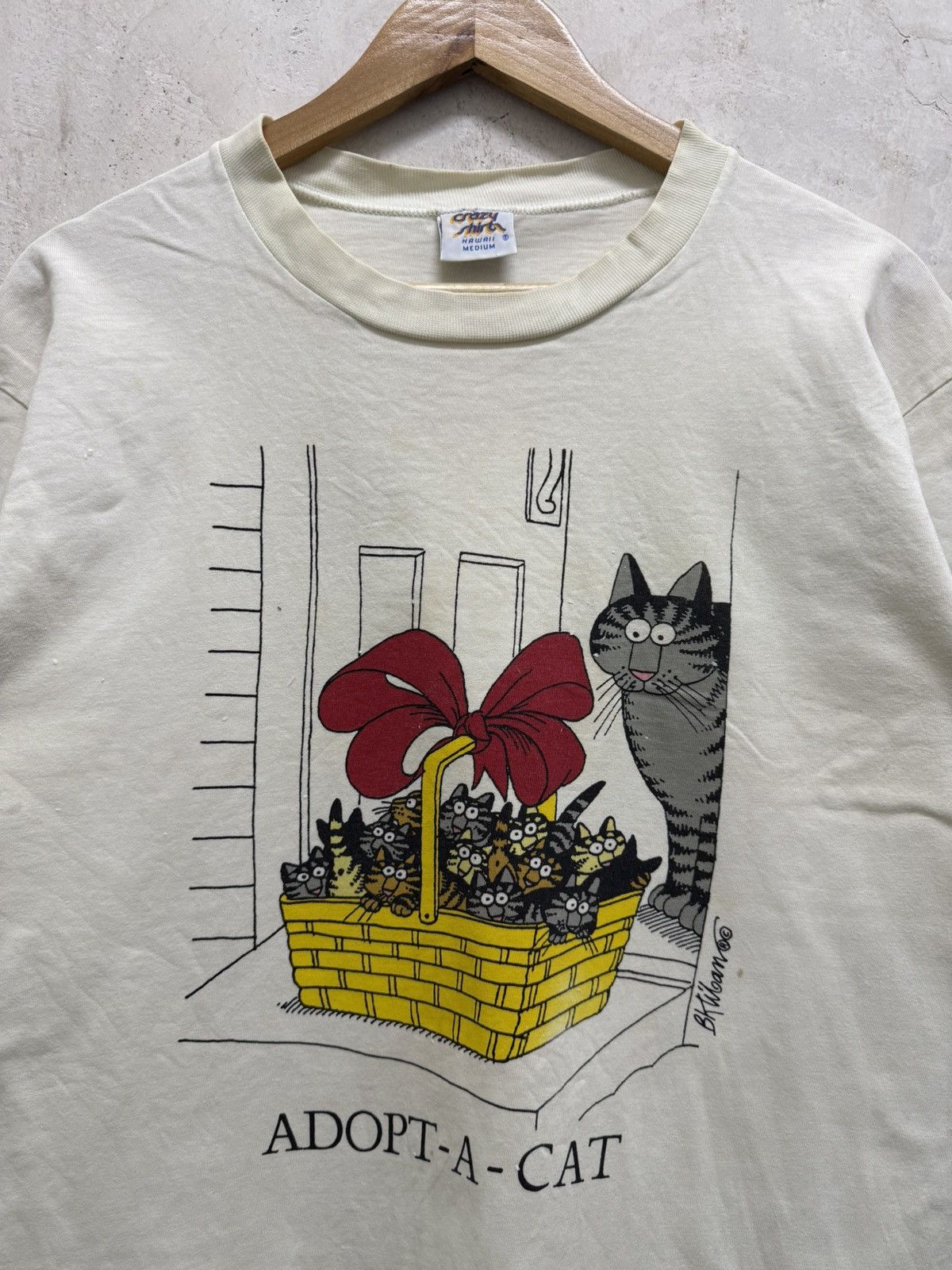 Vintage Vintage 90s Crazy Shirts Hawaii “Adopt a Cat” B Kliban Tees Size US M / EU 48-50 / 2 - 2 Thumbnail
