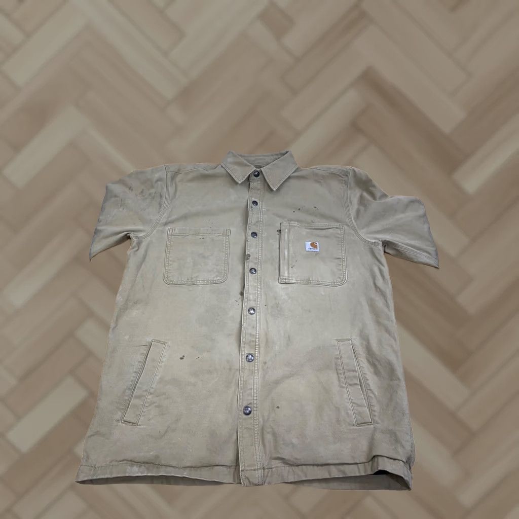 Carhartt Carhartt Rugged Flex Shirt Jacket Shacket Men L Canvas Fleece Lined 13165 Brown Long Sleeve Workwear Casual Size US L / EU 52-54 / 3 - 1 Thumbnail