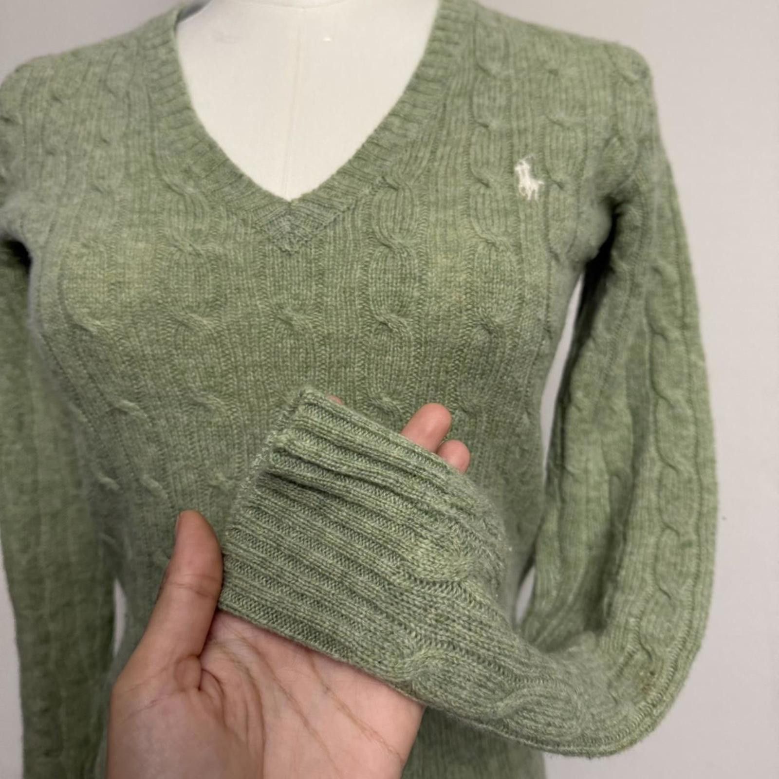 Polo Ralph Lauren V neck polo sage green preppy wool longsleeve sweater sz Xs Size XS / US 0-2 / IT 36-38 - 6 Thumbnail