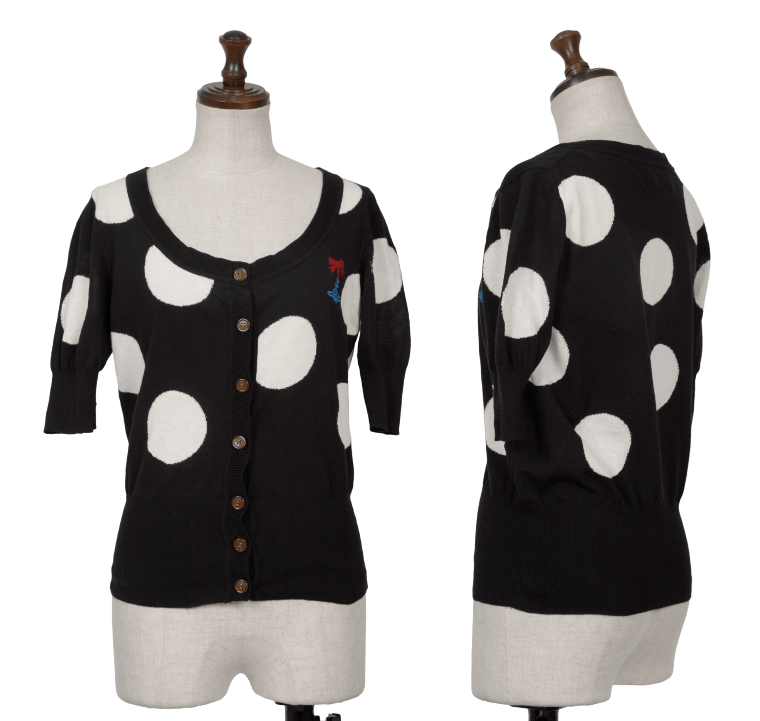 Vivienne Westwood Red Label Short Sleeve Polka Dot Knit Cardigan Black Size M / US 6-8 / IT 42-44 - 2 Thumbnail