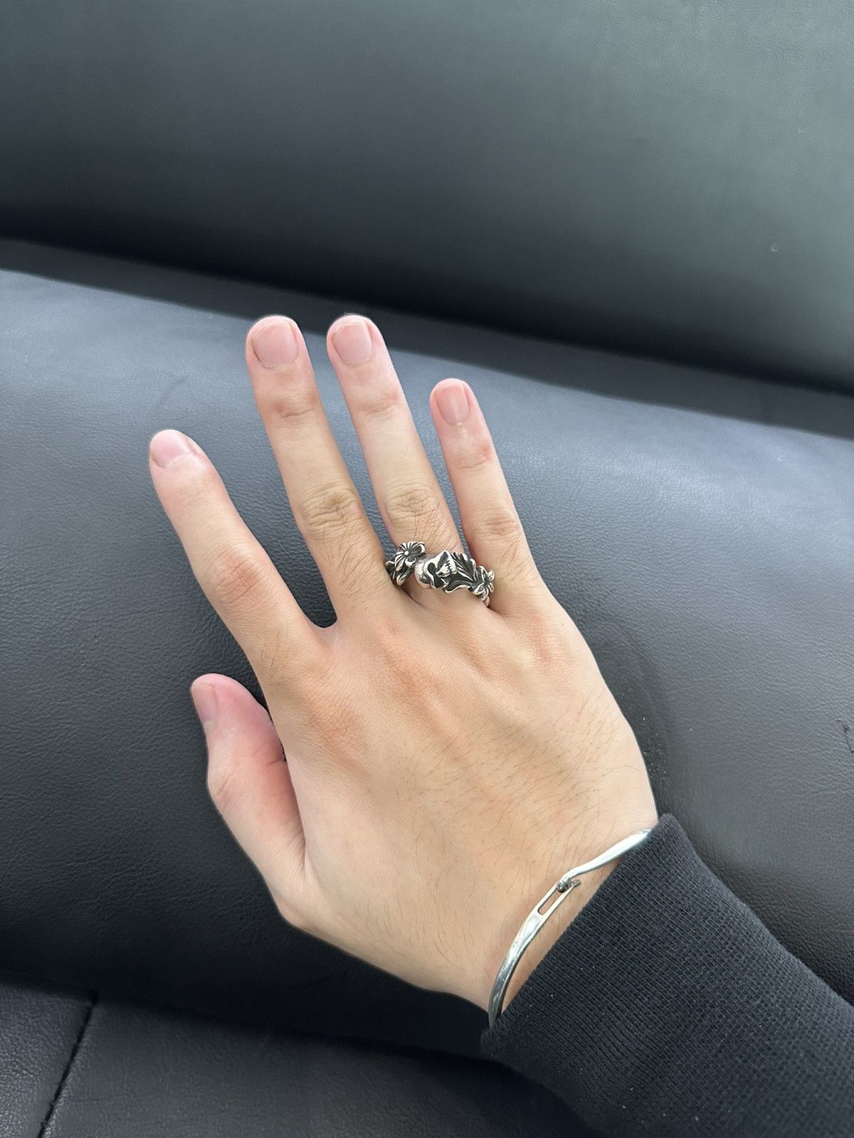 Werkstatt Munchen Werkstatt:München Floral Skull Ring Size ONE SIZE - 7 Thumbnail