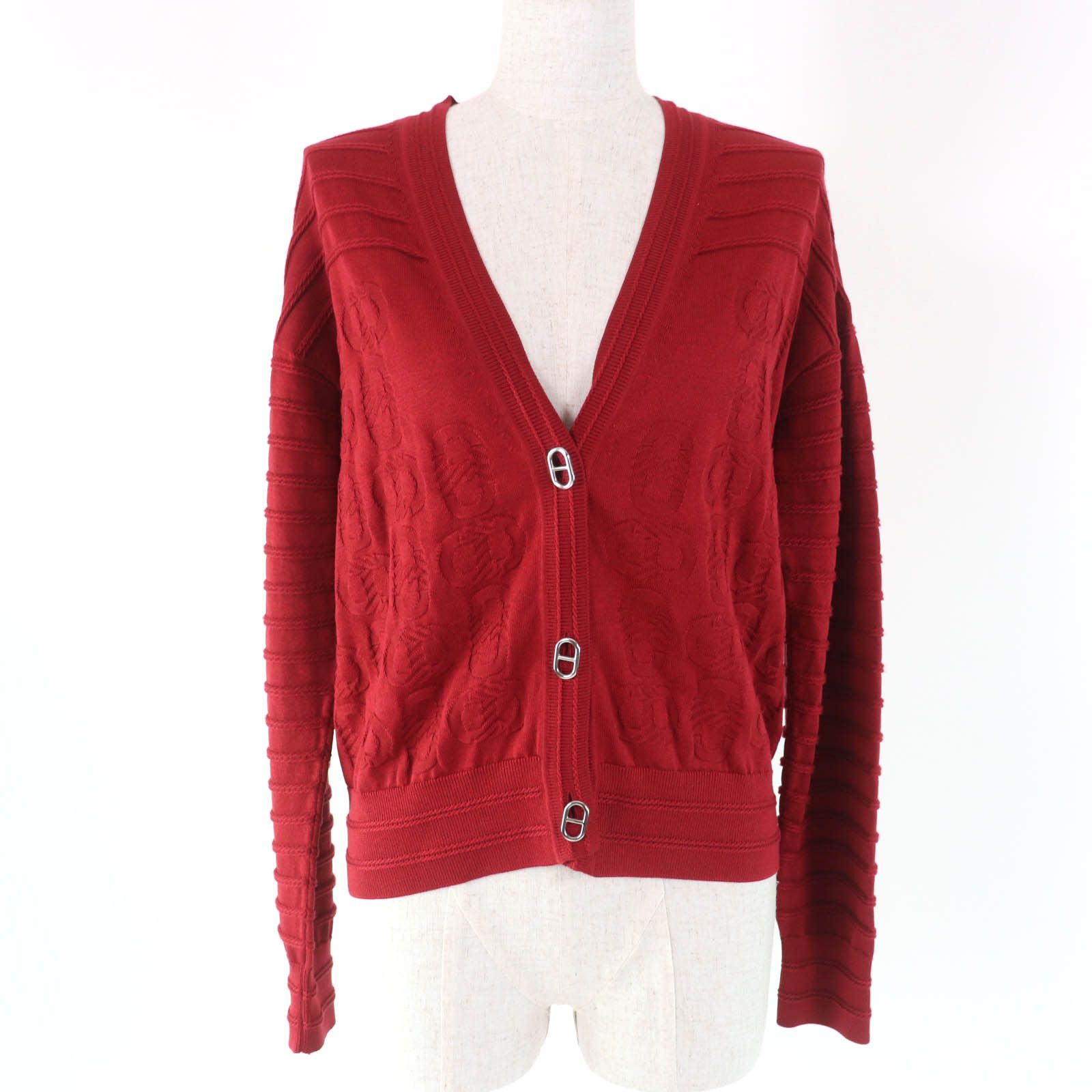 Hermes Hermes Hermes Chaine d'Ancre Silk Cotton Cardigan Cotton Tops DUTY FREE for USA Size ONE SIZE - 1 Thumbnail