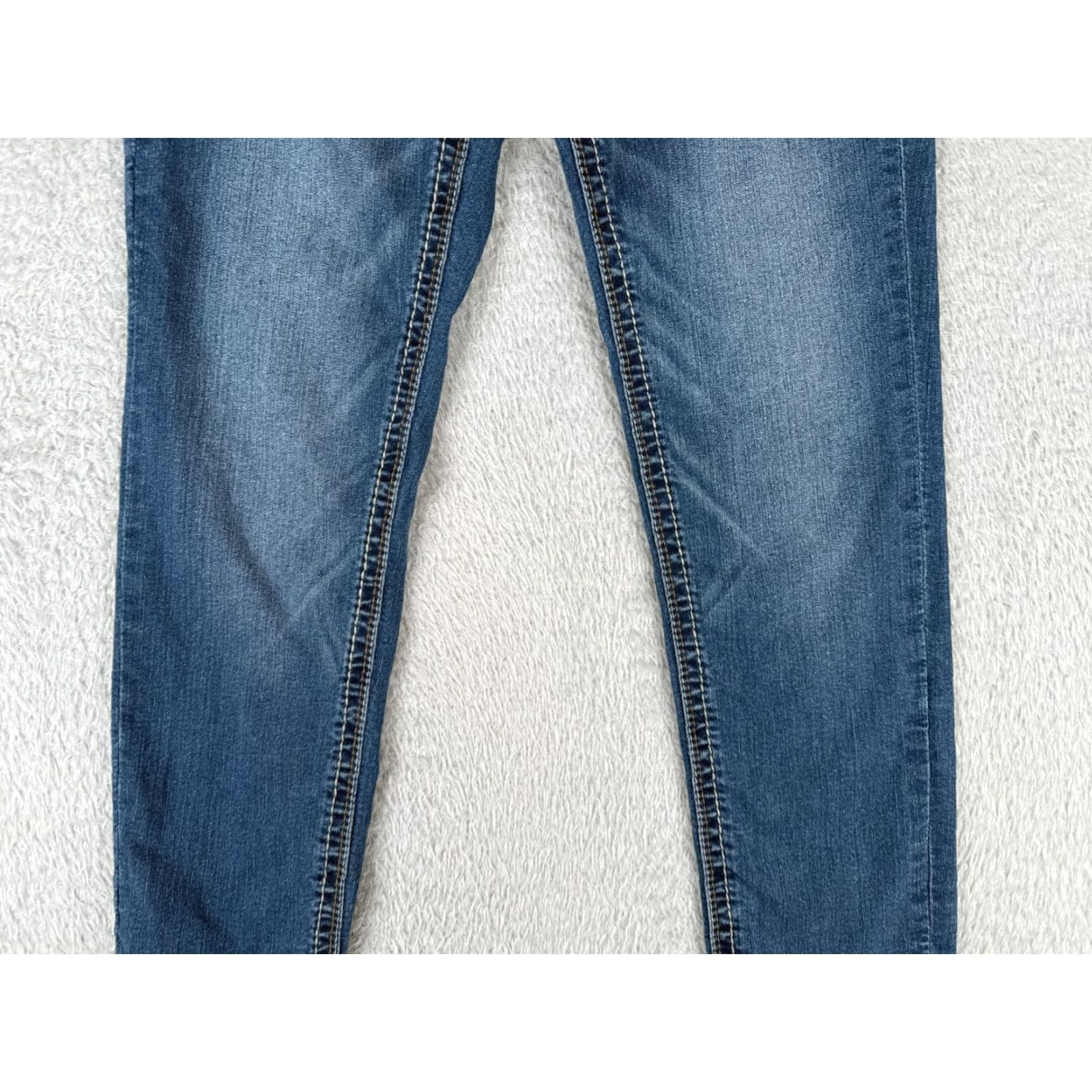Vintage Seven7 Women Jeans 28 Blue Denim Skinny Slit Hem Mid Rise 28x29 Size 28" / US 6 / IT 42 - 3 Thumbnail