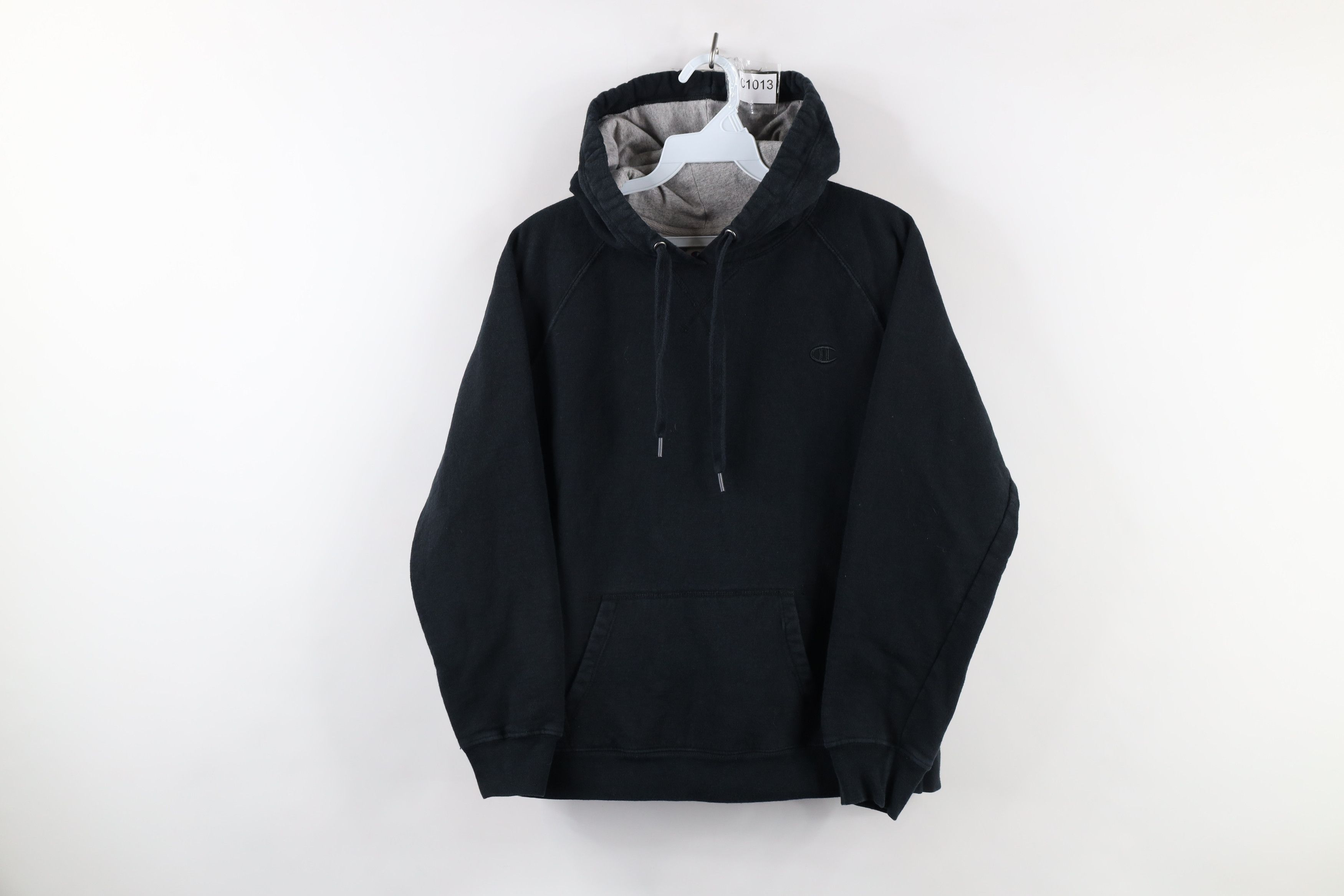 Champion × Vintage Vintage Champion Faded Classic Logo Hoodie Sweatshirt Black Size L / US 10 / IT 46 - 1 Thumbnail