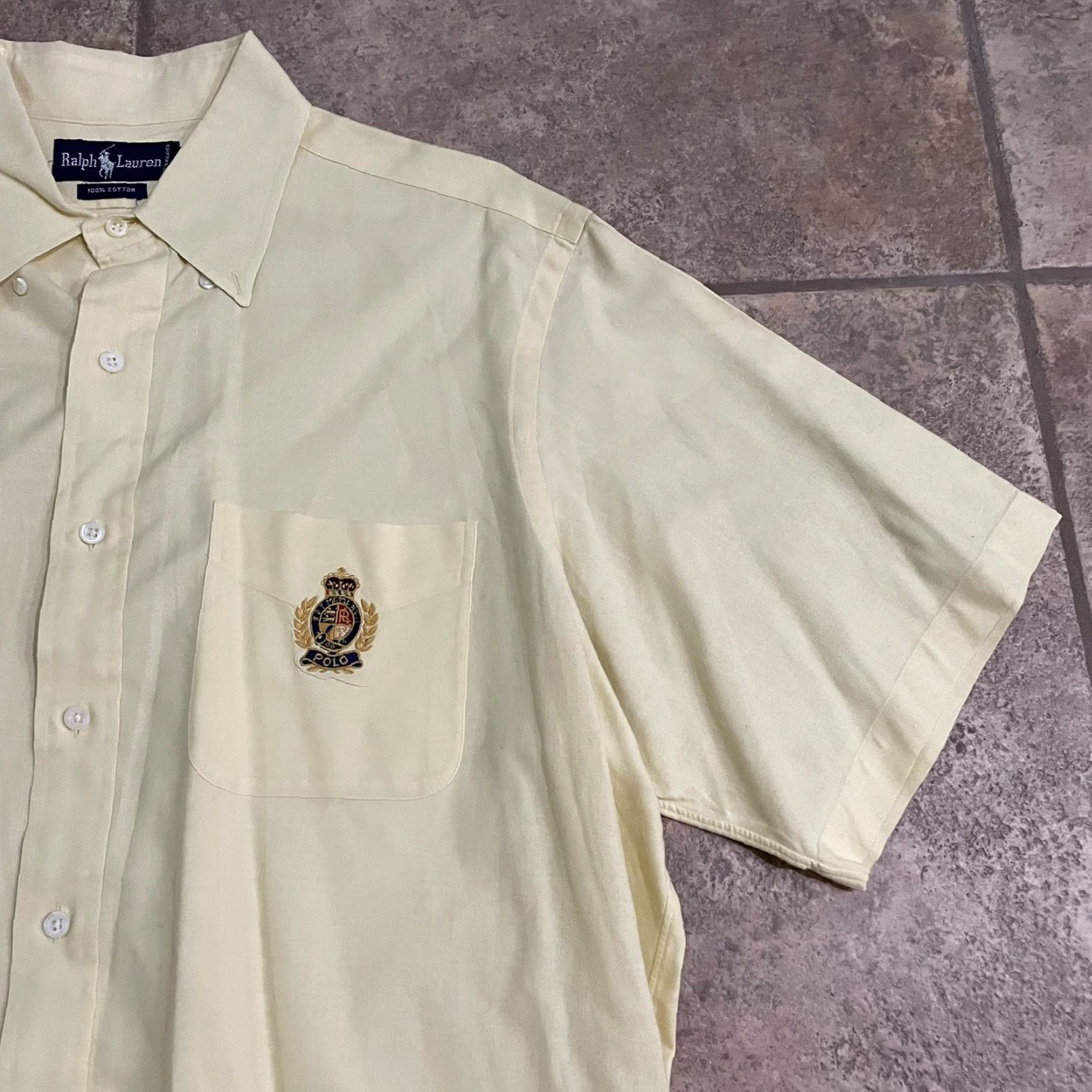 Ralph Lauren Ralph Lauren Shirt Button-Down Short Sleeve Mens L Yellow 100% Cotton Size US L / EU 52-54 / 3 - 2 Thumbnail