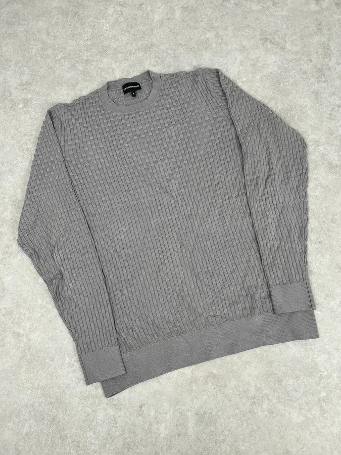 Emporio Armani AW2021 Emporio Armani Grey Woven Wool Sweater Size US M / EU 48-50 / 2 - 4 Thumbnail