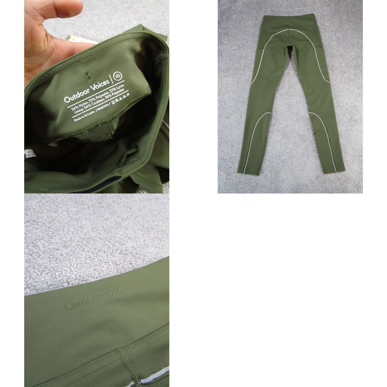 Outdoor Voices Outdoor Voices Womens XS Green Reflective Compression Leggings Size 26" / US 2 / IT 38 - 8 Thumbnail