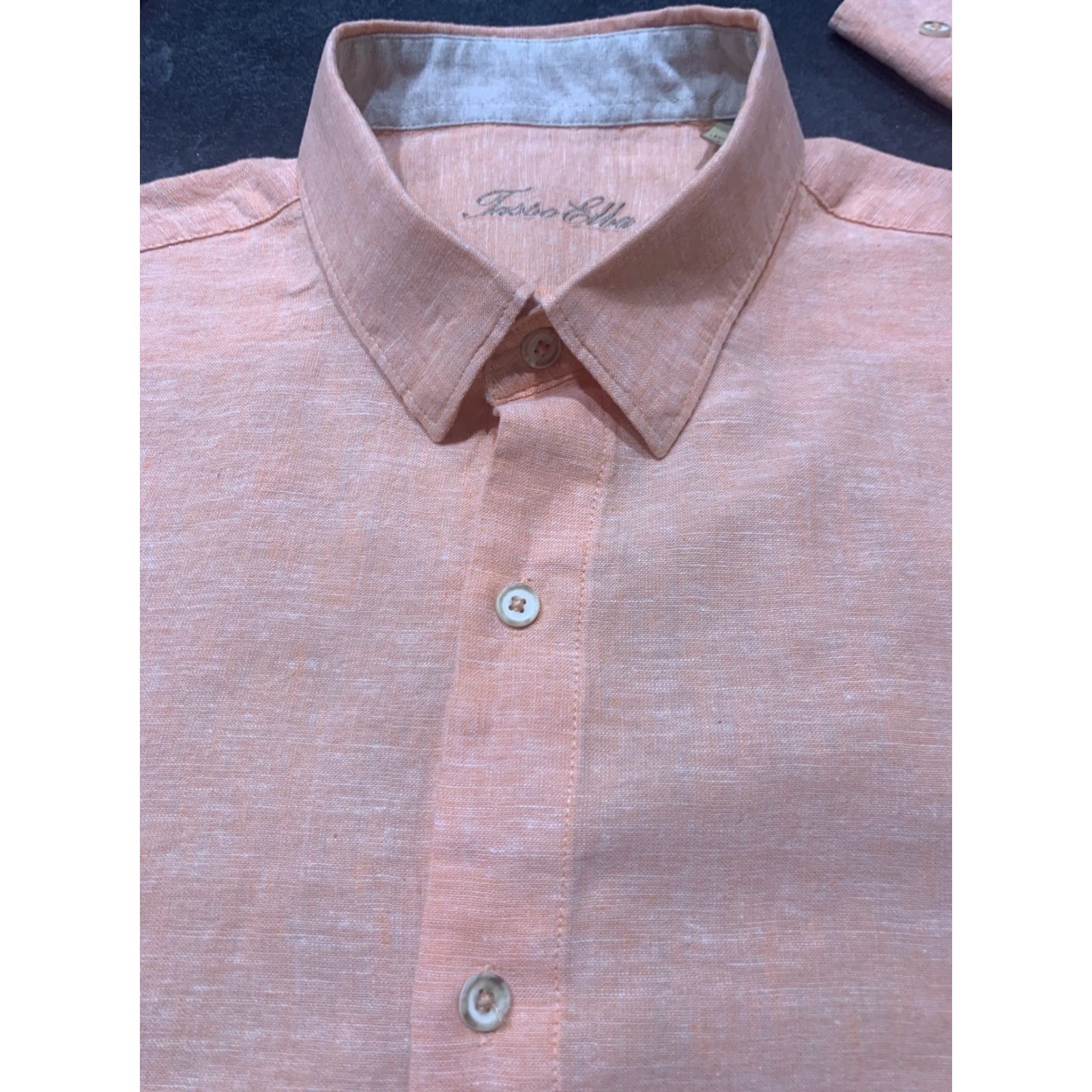 Tasso Elba VINTAGE Tasso Elba Linen Cotton Shirt Men Long Sleeve Large Peach Aloha Button-Up Size US L / EU 52-54 / 3 - 4 Thumbnail