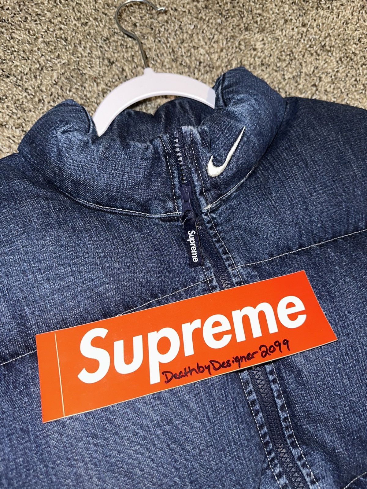 Nike × Supreme Supreme x Nike Denim Puffer Vest Size US L / EU 52-54 / 3 - 2 Thumbnail