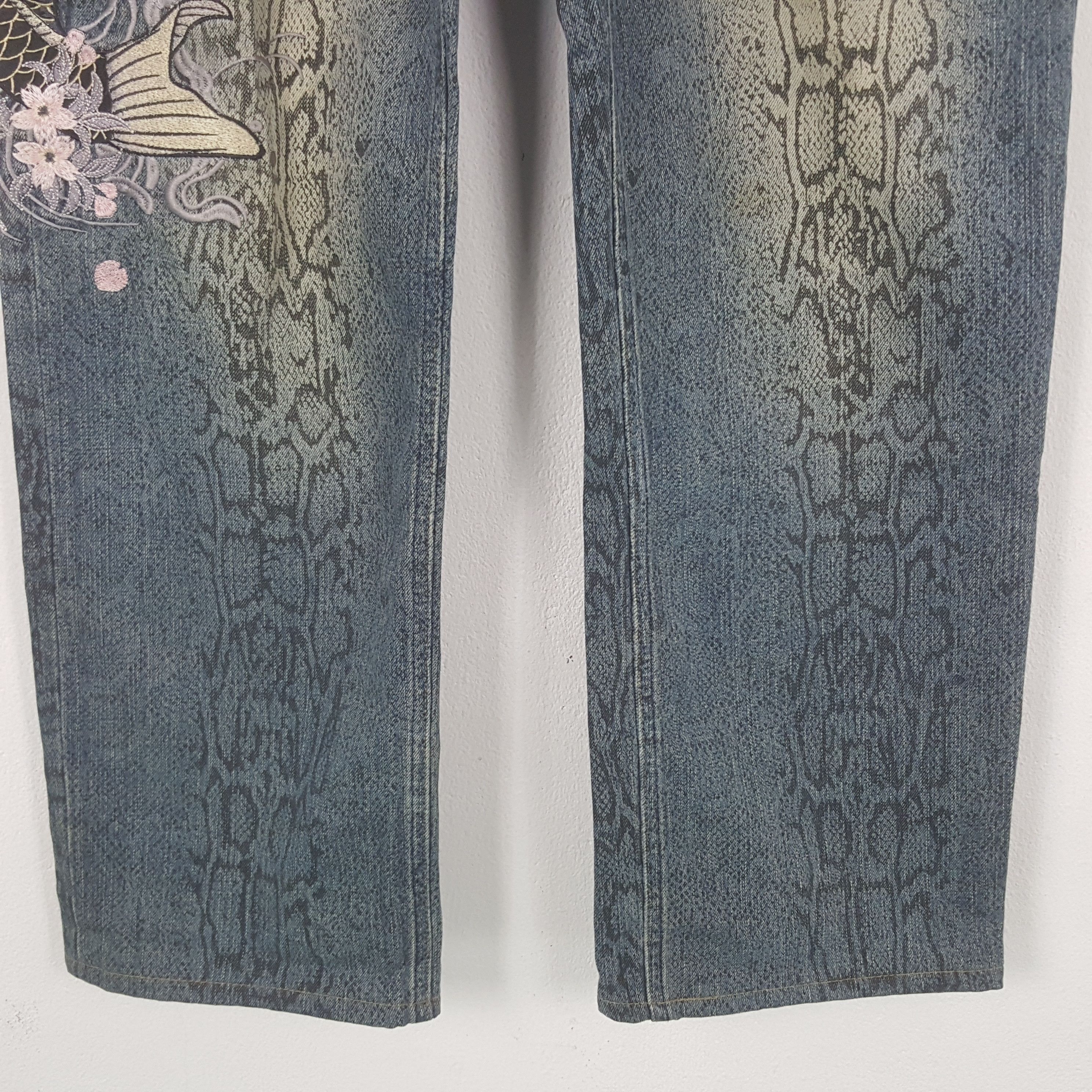 Japanese Brand Vintage Karakumi Tamashi Overprinted Denim Jeans Size US 32 / EU 48 - 3 Thumbnail