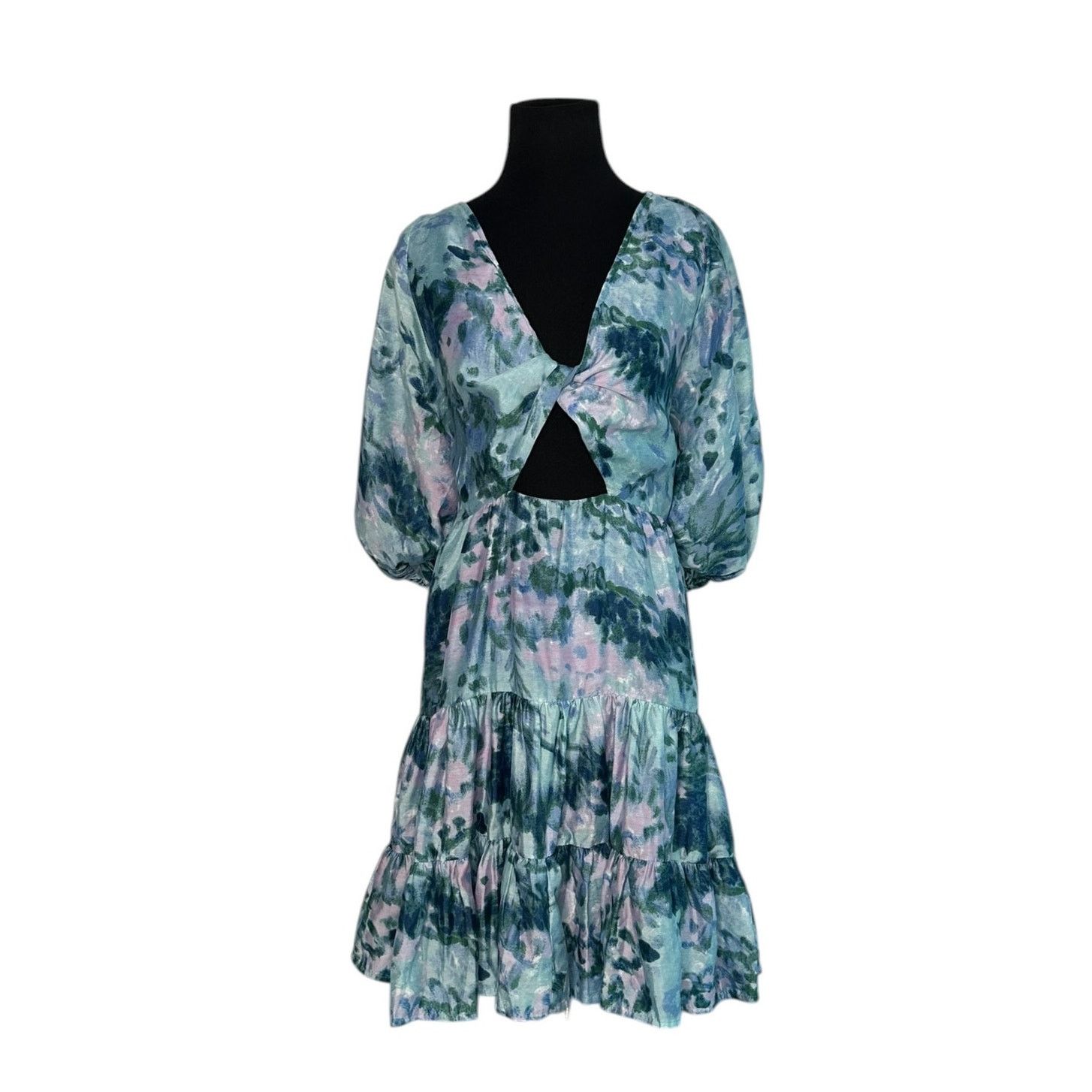 Asos Asos Design Blue Floral Tiered Voile Mini Dress Size 14 Size XL / US 12-14 / IT 48-50 - 1 Thumbnail