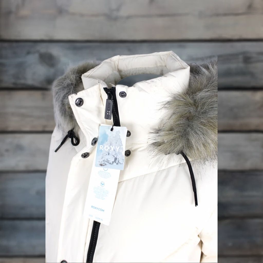Vintage VINTAGE ROXY Women's Ellie Waterproof Long Jacket Coat Dry Flight 5K Small Dirt Marks Ivory 90s/Outdoor/Winter Womens Size S / US 4 / IT 40 - 1 Thumbnail