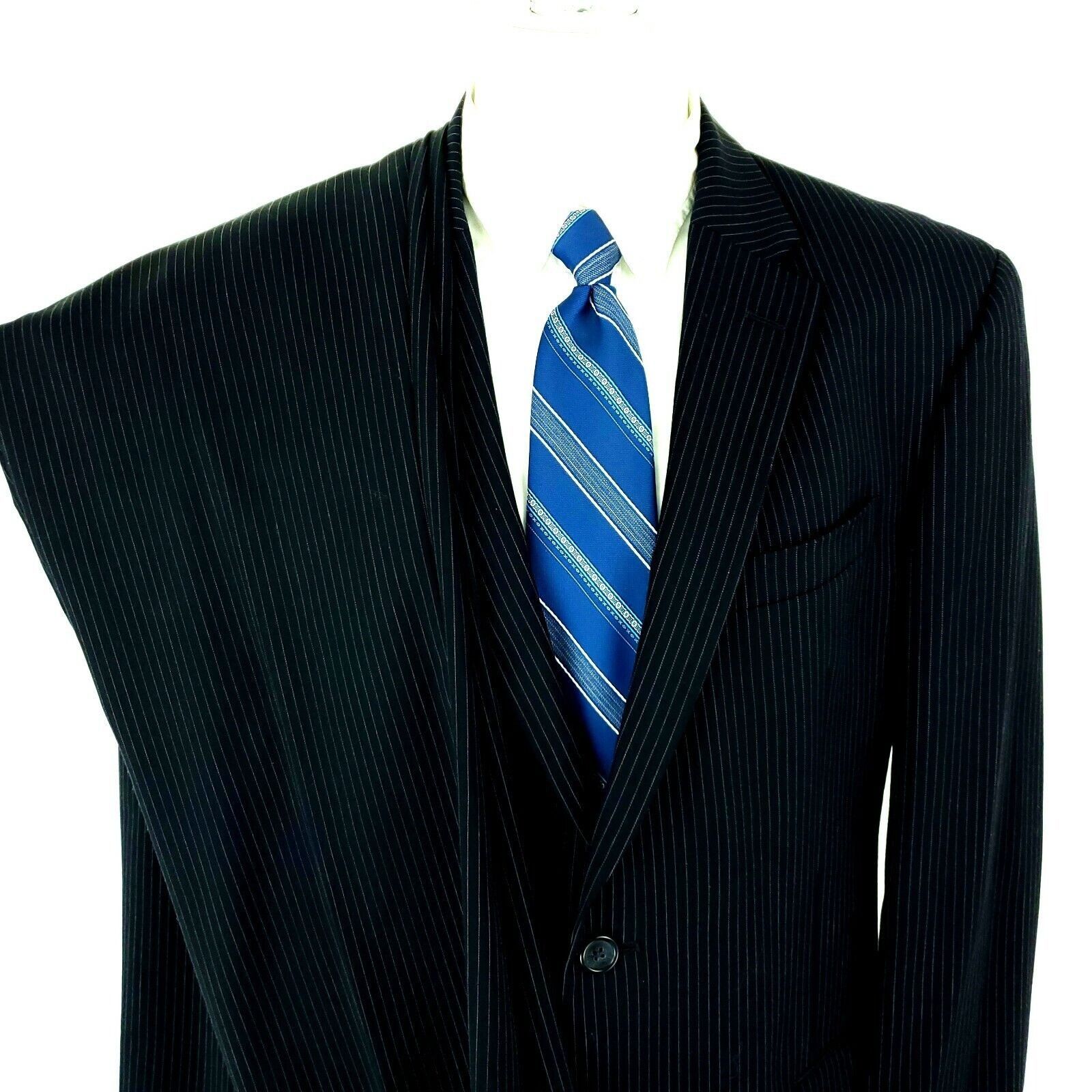 Tommy Hilfiger Tommy Hilfiger Wool 2 Button 2 Piece Suit 40R Blue Herringbo Size 40R - 1 Thumbnail