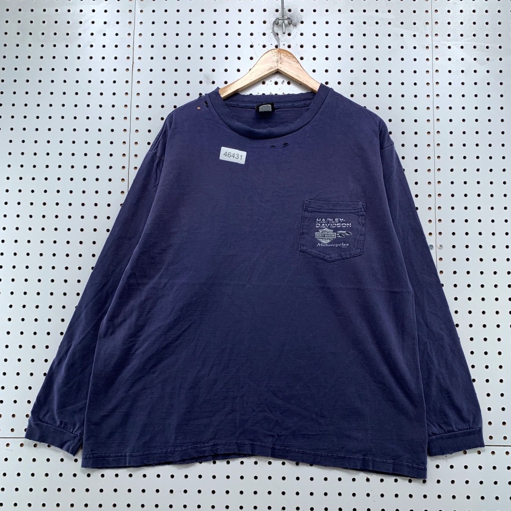 Harley Davidson VINTAGE Harley-Davidson Shirt Mens 2XL Blue Long Sleeve Biker Chicago Pocket T-Shirt Size US XXL / EU 58 / 5 - 2 Thumbnail