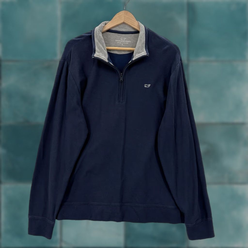 Vineyard Vines Vineyard Vines Sweatshirt Mens Large Blue Pima Cotton Quarter Zip Whale Preppy Size US L / EU 52-54 / 3 - 1 Thumbnail