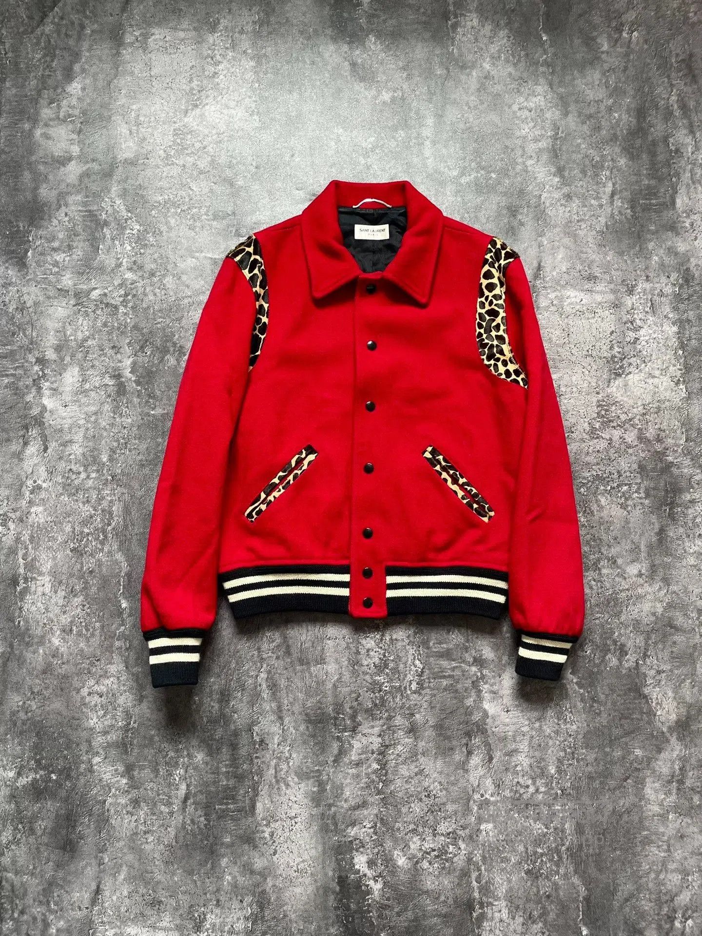 Saint Laurent Paris Saint Laurent Red Leopard Varsity Jacket. Size US S / EU 44-46 / 1 - 1 Thumbnail