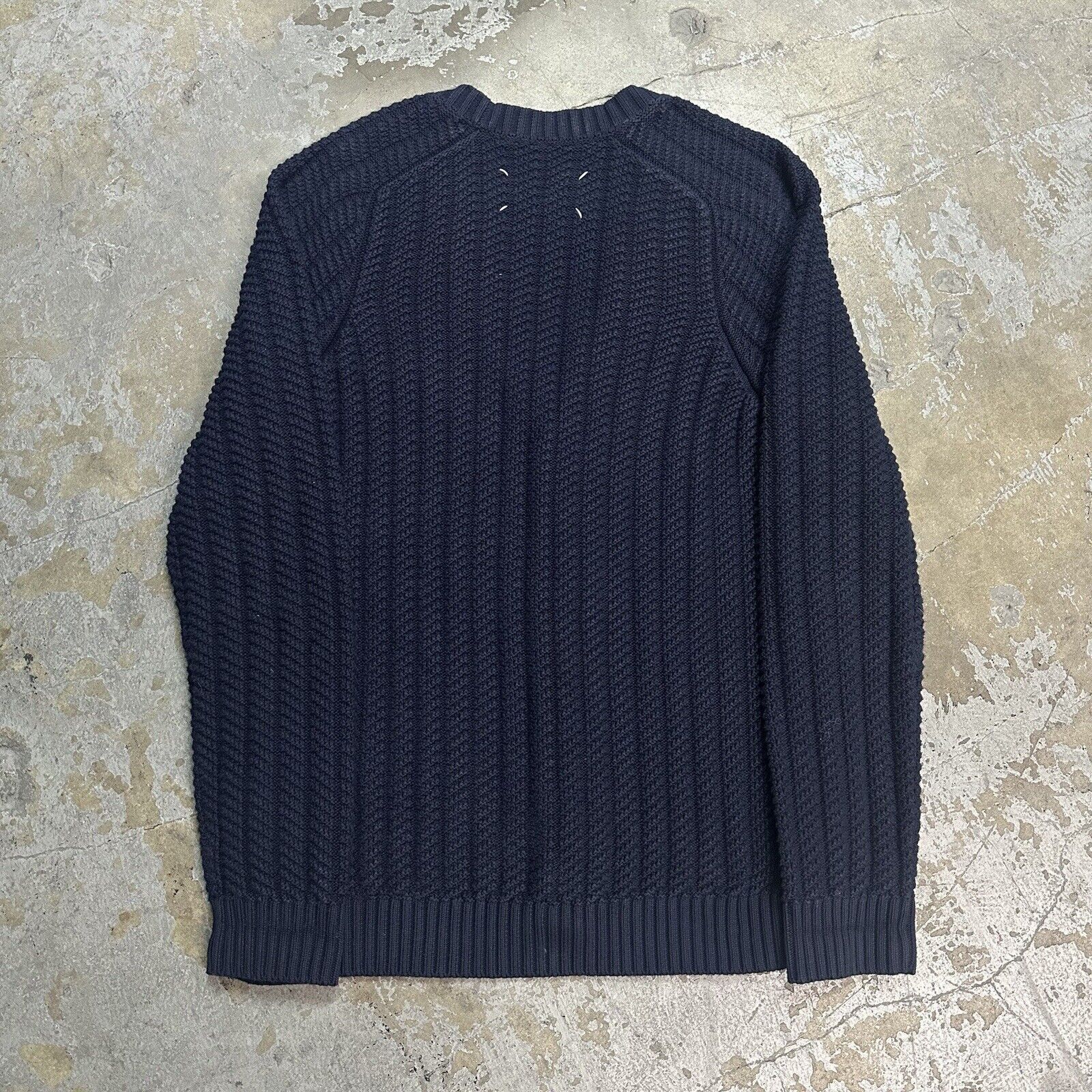 Designer × Maison Margiela Maison Martin Margiela Navy Blue Cable Knit Cardigan Sweater Size US M / EU 48-50 / 2 - 2 Thumbnail