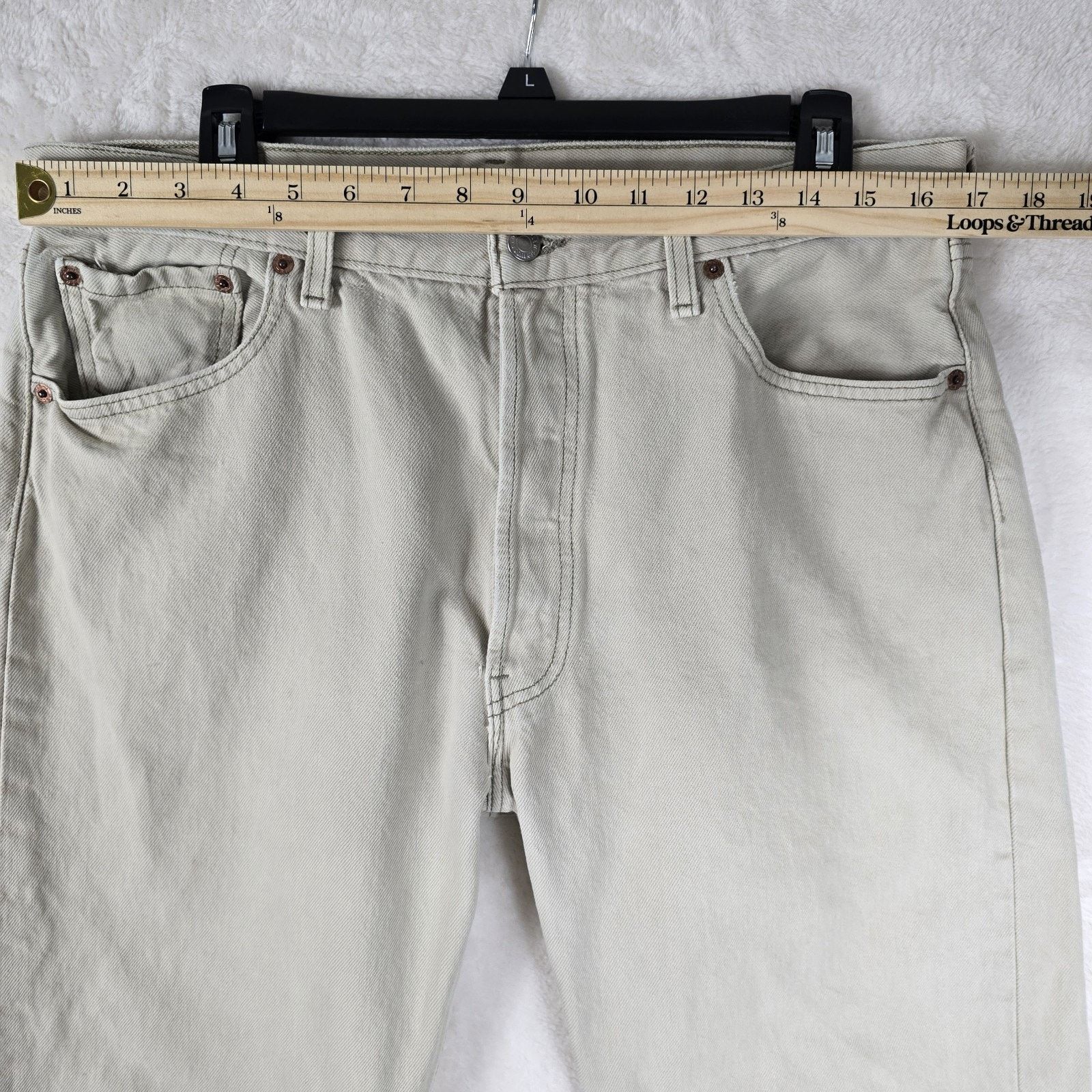 Levi's Vintage Levis 501 Mens 36x32 Beige 34x30 USA Made 90s 1998 Size US 34 / EU 50 - 12 Thumbnail