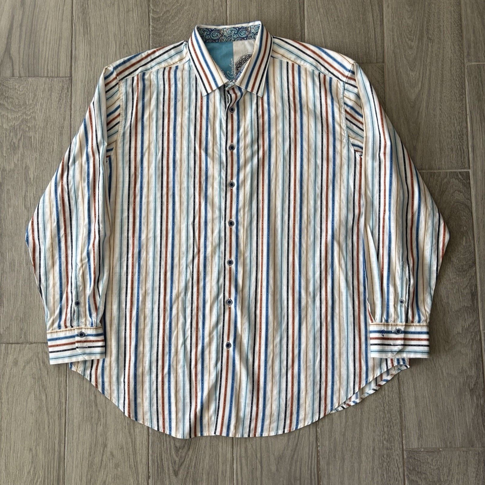 Robert Graham Robert Graham Shirt Blue Paisley Classic Button Up Mens XXL Size US XXL / EU 58 / 5 - 1 Thumbnail