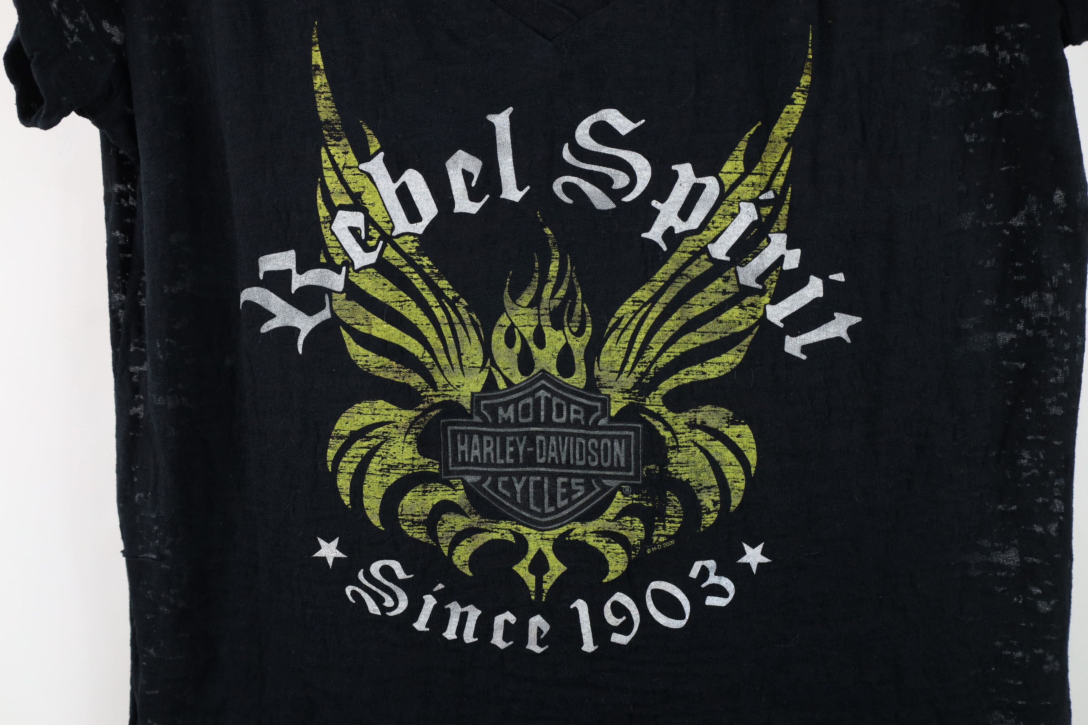 Harley Davidson Vintage Y2K Harley Davidson Spell Wing Fire Flames T-Shirt Size L / US 10 / IT 46 - 4 Thumbnail