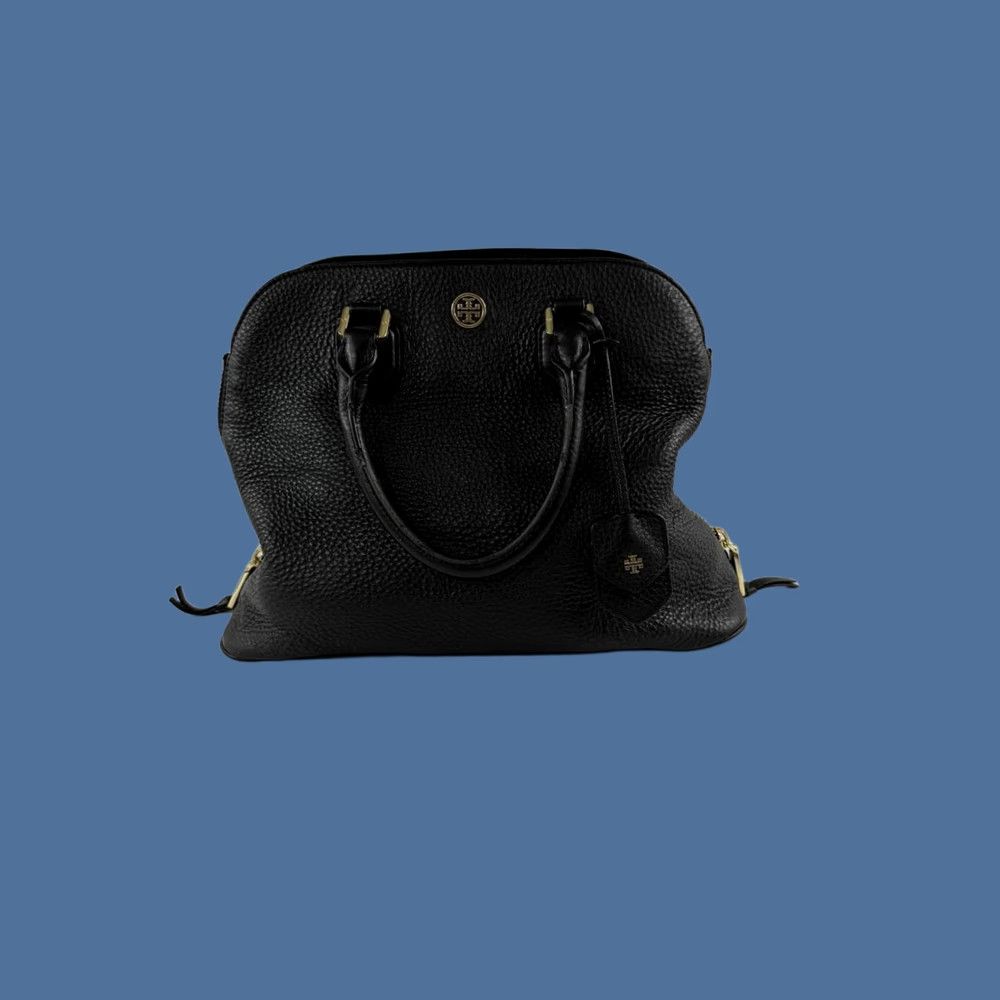 Tory Burch Tory Burch Tote Black Pebbled Leather Satchel Bag Gold Hardware Zip Women Size ONE SIZE - 1 Thumbnail