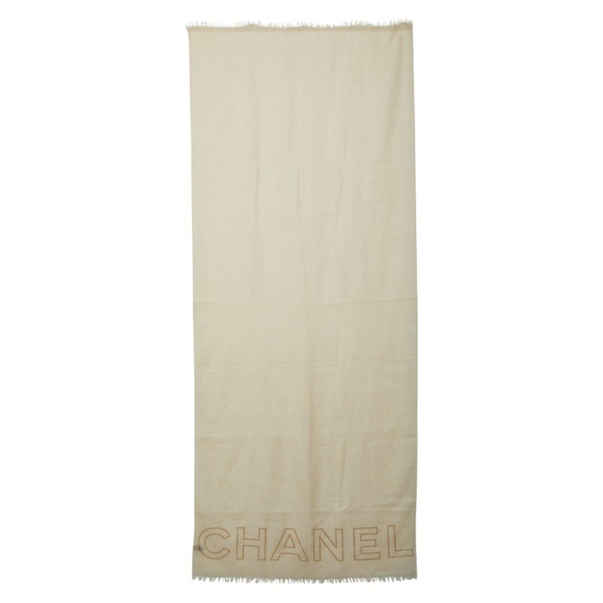 Chanel Chanel logo scarf, muffler, stole, beige cashmere, women's, CHANEL Size ONE SIZE - 1 Thumbnail