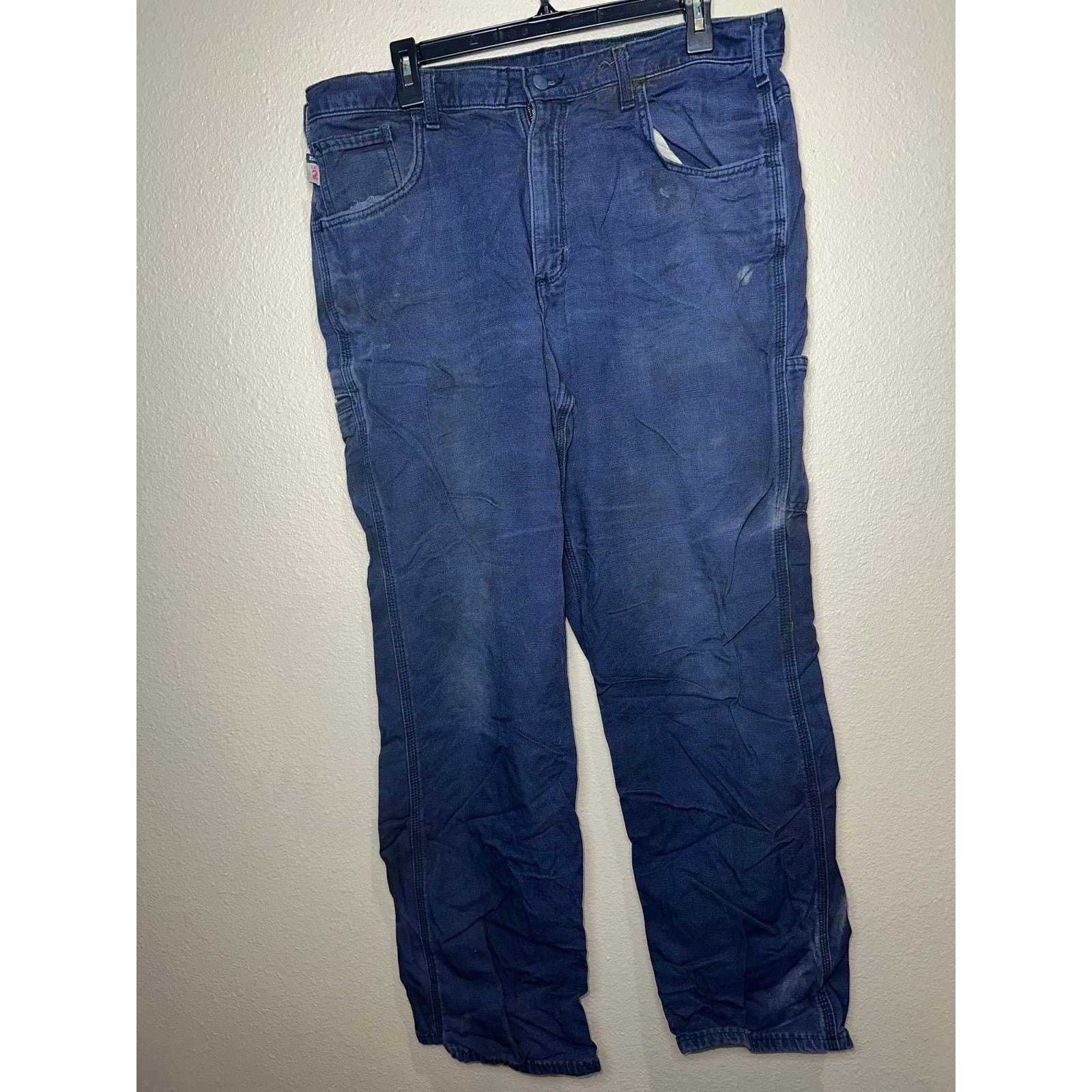Carhartt 👖 Carhartt Men's Cotton Blend Work Pants Blue 36x32 Size US 32 / EU 48 - 1 Thumbnail