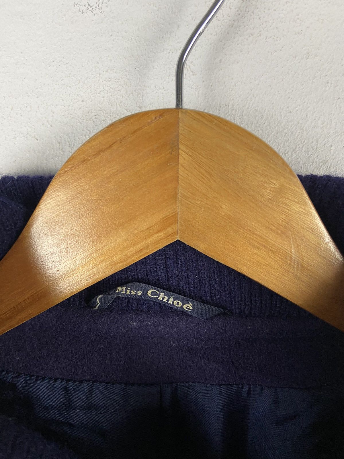 Vintage Miss Chloe Cropped Blue Navy Woolen Jacket