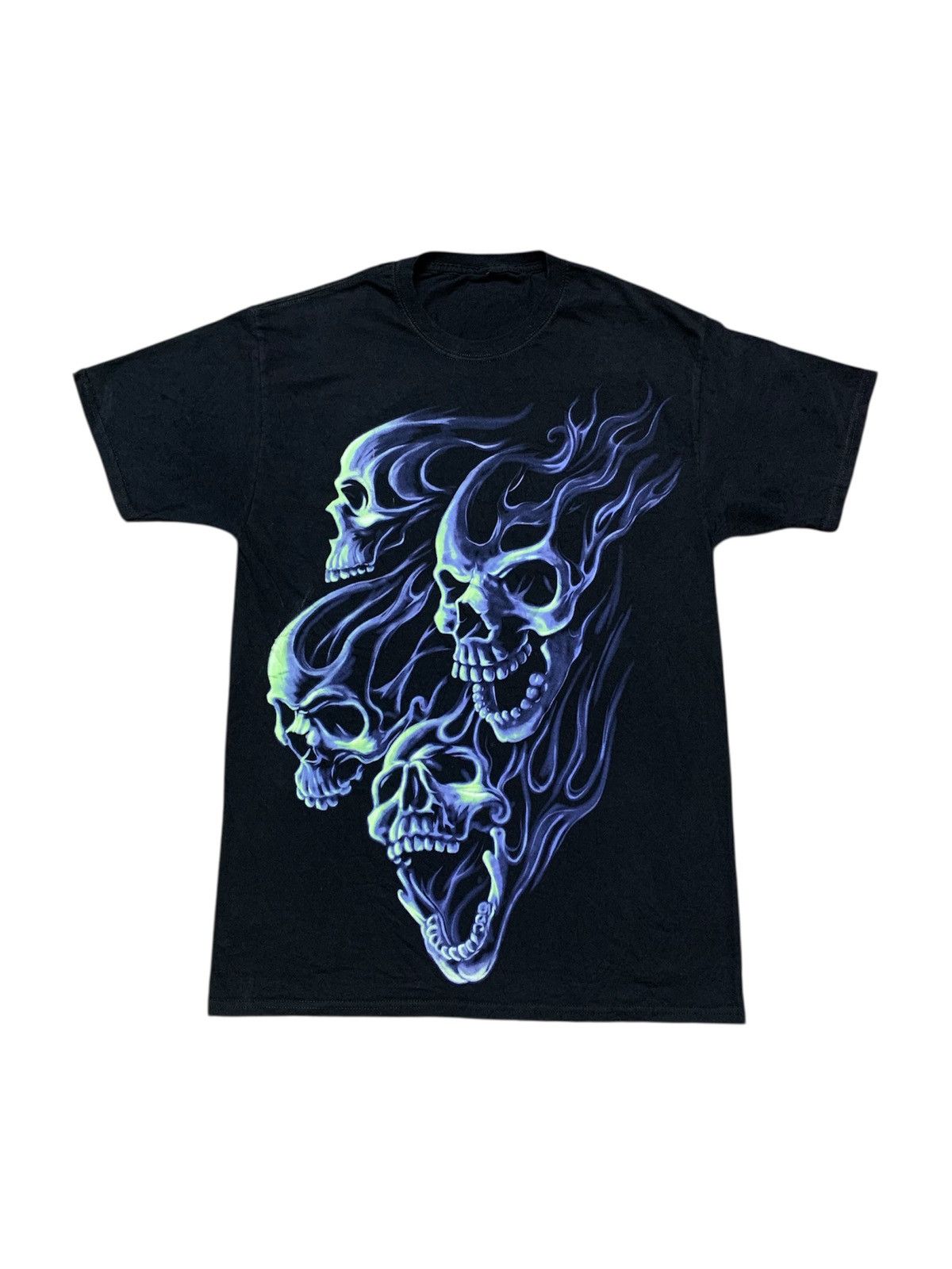 Tribal Streetwear Blue Flame Gothic Skulls Tshirt Size US M / EU 48-50 / 2 - 1 Thumbnail