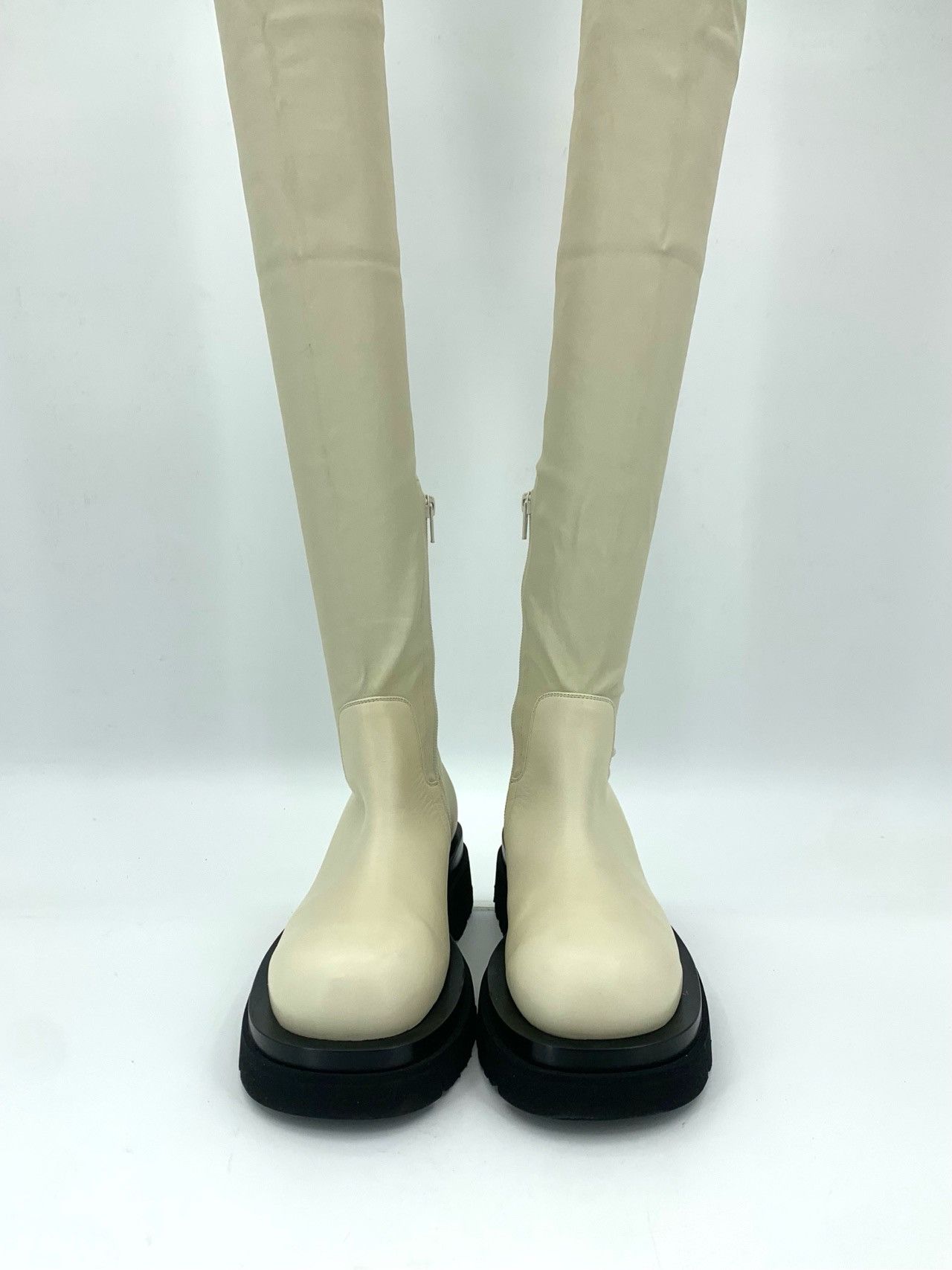 Bottega Veneta Bottega Veneta Women's Thick-Sole High-Heel Leather Boots Size US 7 / IT 37 - 3 Thumbnail