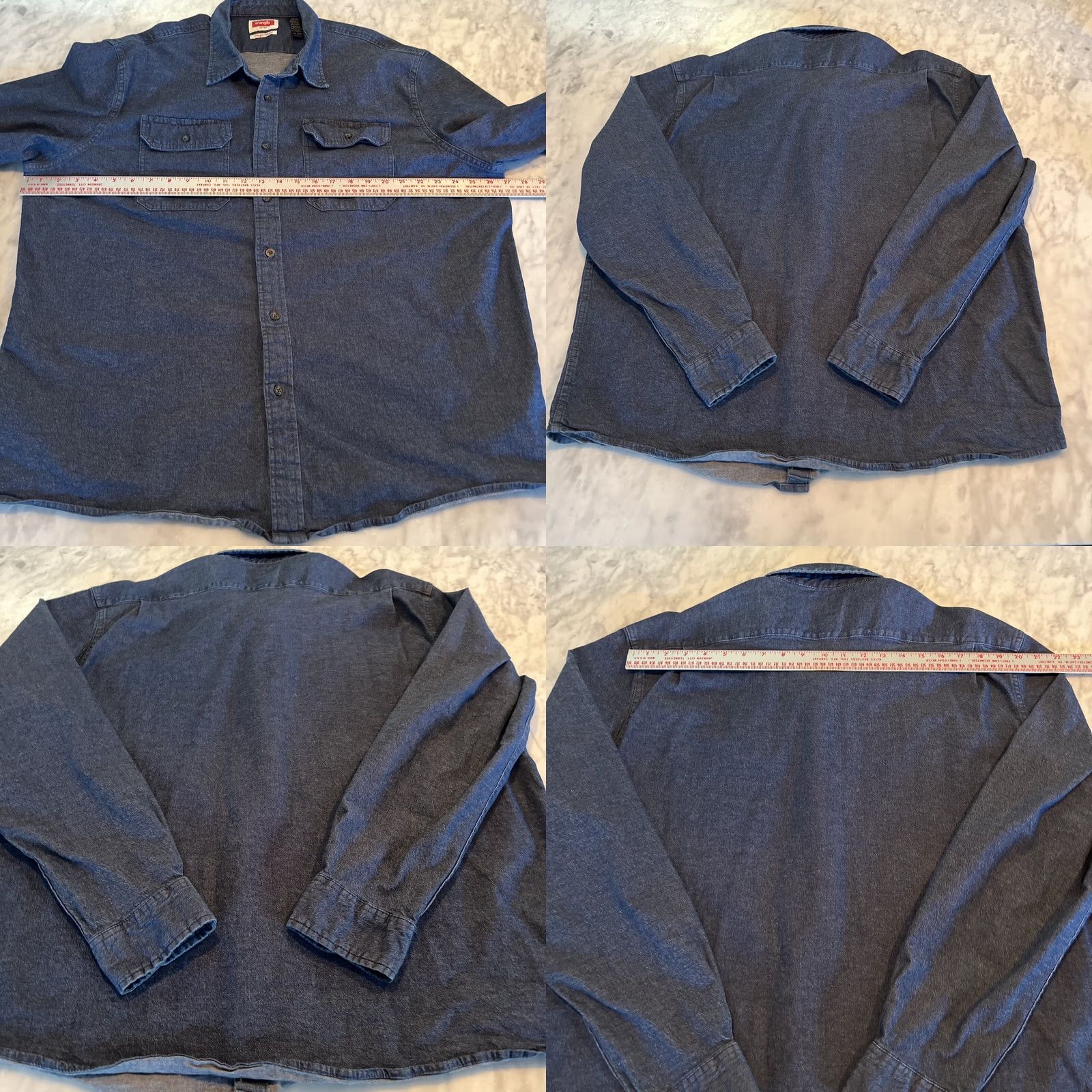 Wrangler Wrangler Shirt Mens 2XL Button-Up Denim Long Sleeve Blue Western Comfort Flex For Comfort Size US XXL / EU 58 / 5 - 8 Thumbnail