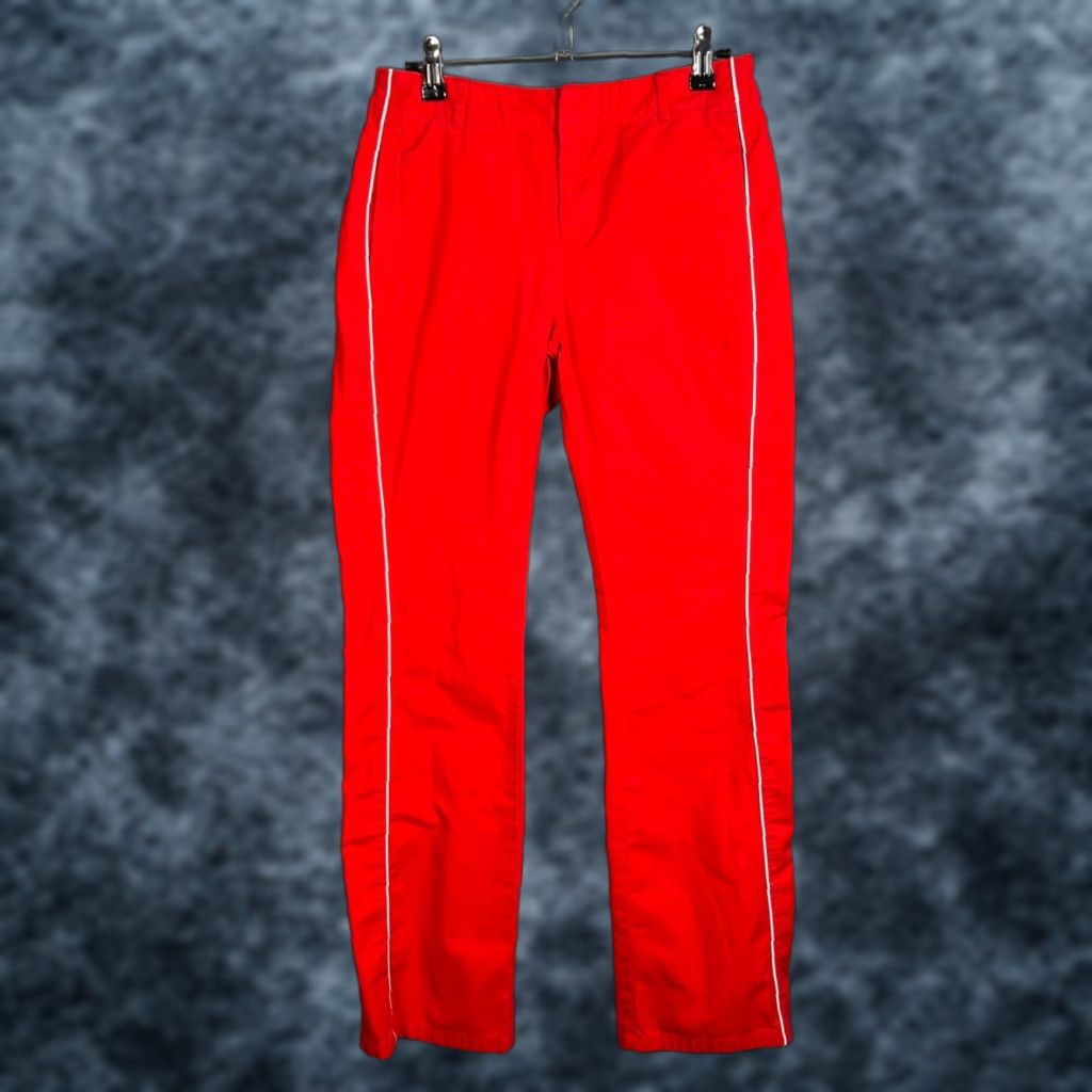Bdg BDG Red Straight-Leg Pants With White Piping Size 0 100% Cotton Womens Size 25" / US 0 / IT 36 - 1 Thumbnail