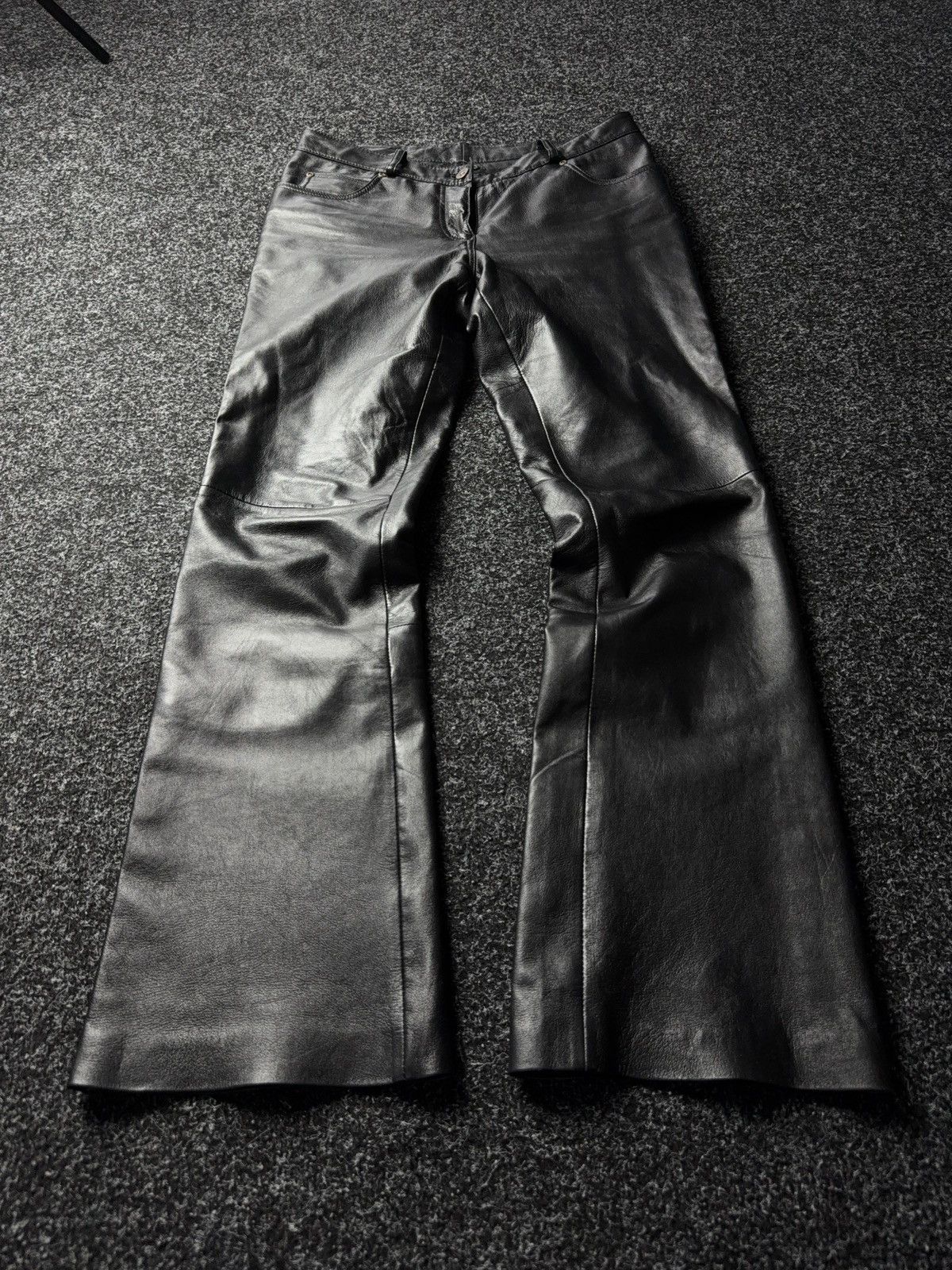 Japanese Brand 🔥VNTG Leather Biker Opium Flared Pants Avant Garde Gothic Size 30" / US 8 / IT 44 - 1 Thumbnail