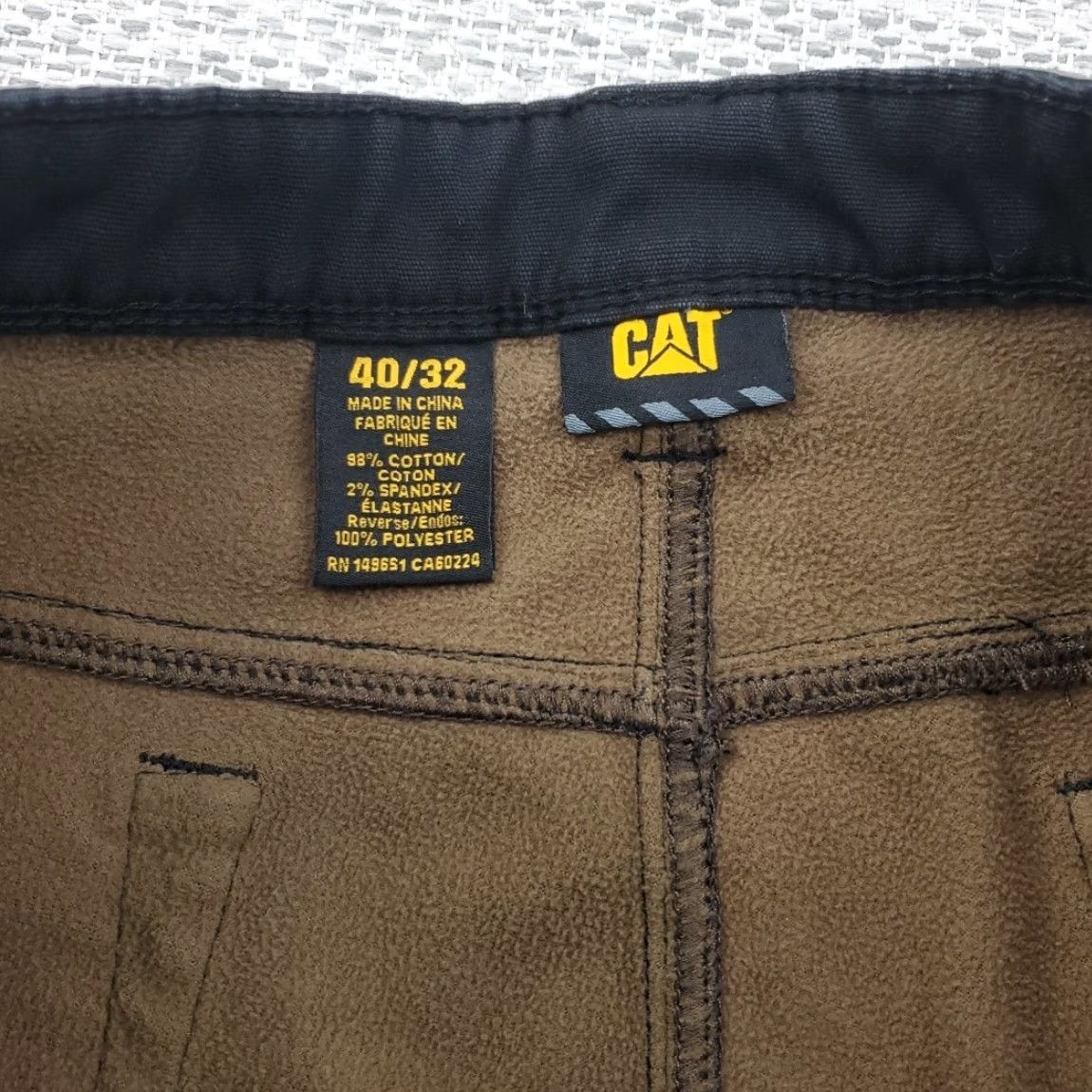 Vintage CAT Caterpillar Pants Cold Weather Fleece Lined Mens 40/32 Black Cotton Workwear Carpenter 5-Pocket Regular Straight Size US 40 / EU 56 - 4 Thumbnail