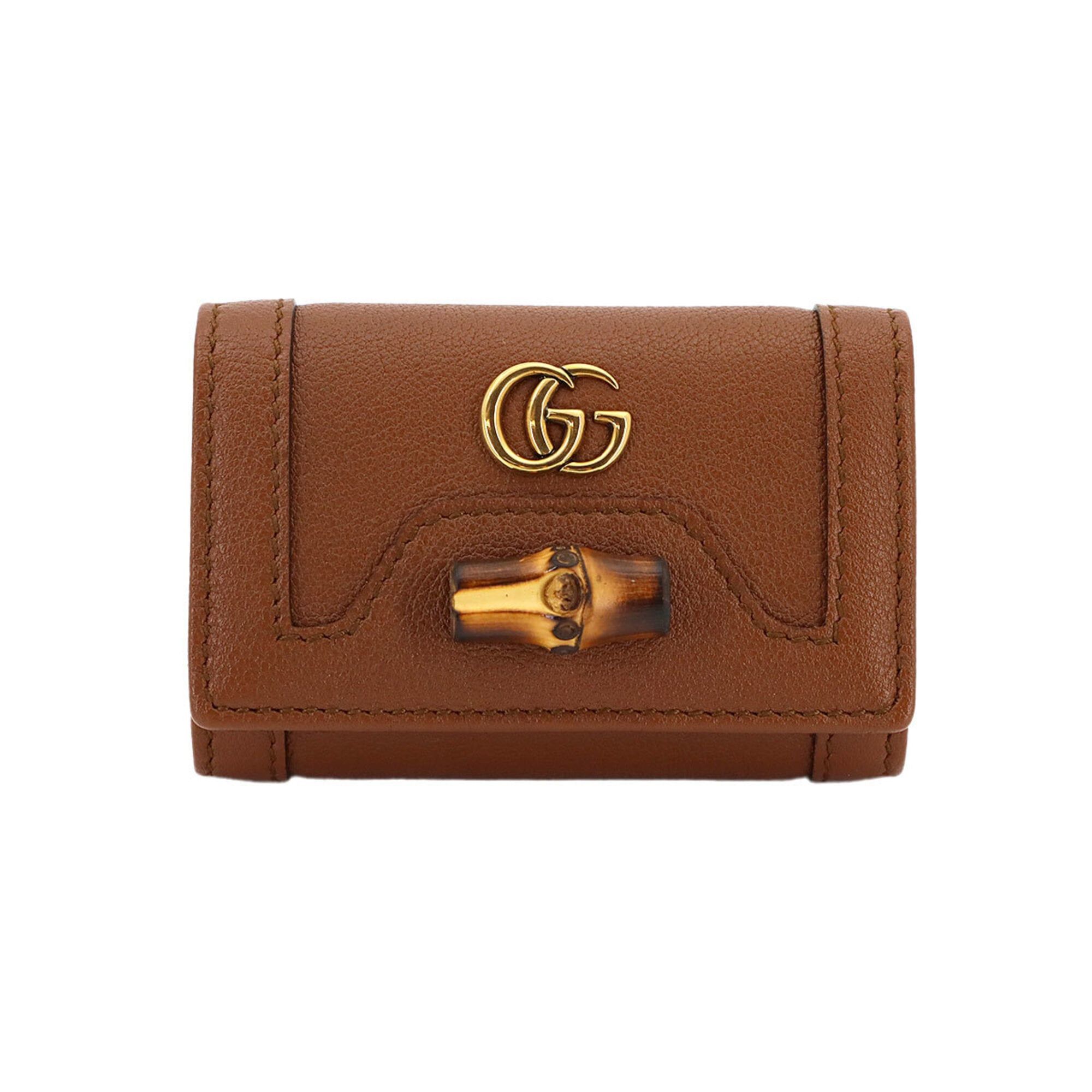 Gucci Gucci Bamboo 6-Key Case, Leather, Brown, 658686, Gold Hardware. Size ONE SIZE - 1 Thumbnail