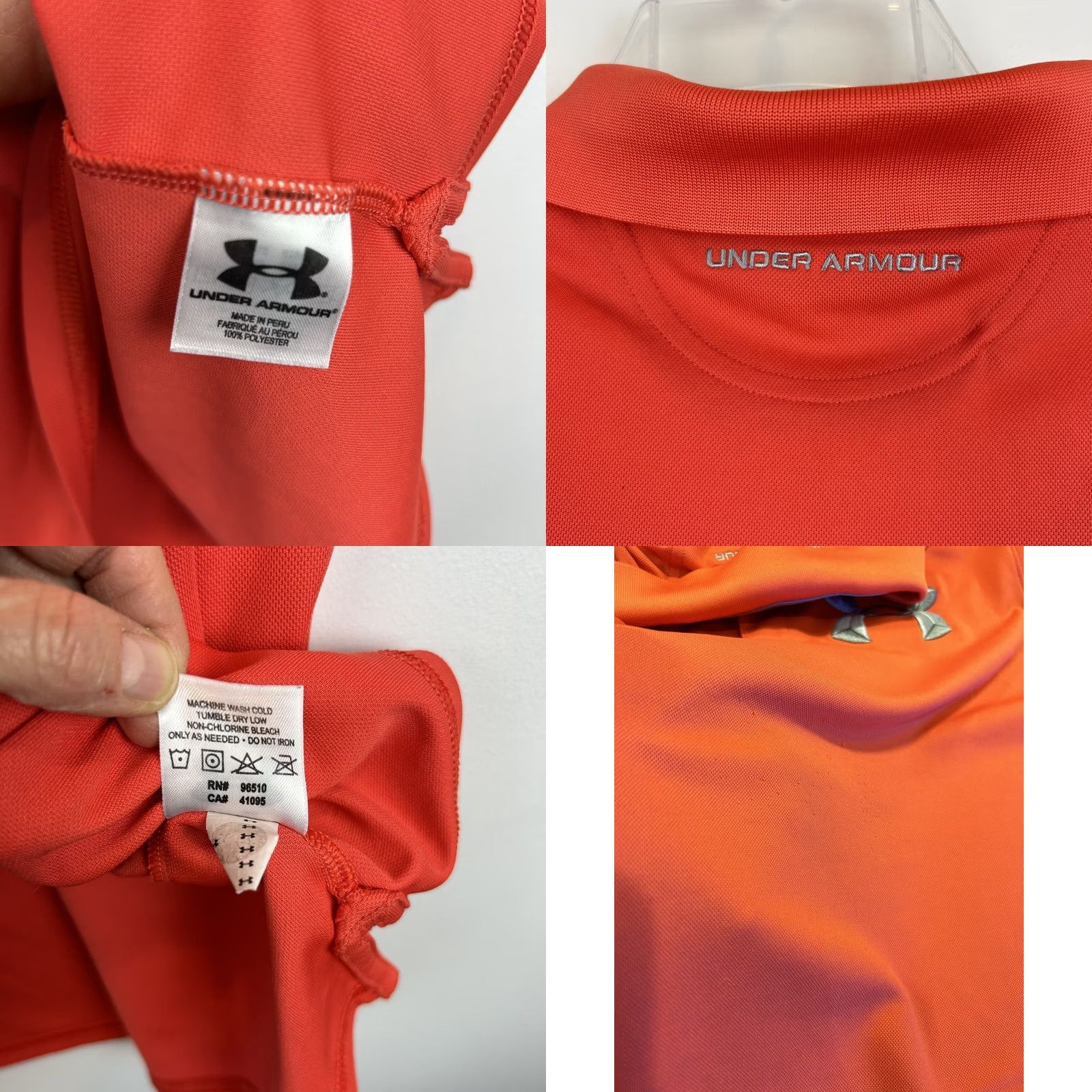 Under Armour Under Armour Polo Shirt Mens XL UA Tech Golf Coral Orange Big Logo Read Color Orange Logo All Seasons 27" Shoulder Size US XL / EU 56 / 4 - 8 Thumbnail