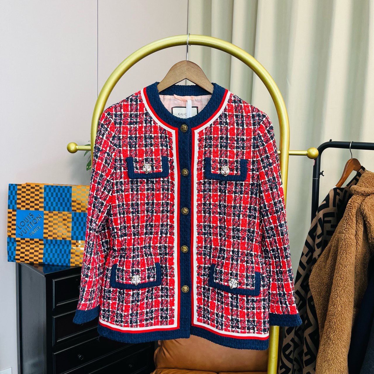 Gucci Gucci Heavy industry tiger head classic red and black plaid Size US XS / EU 42 / 0 - 1 Thumbnail