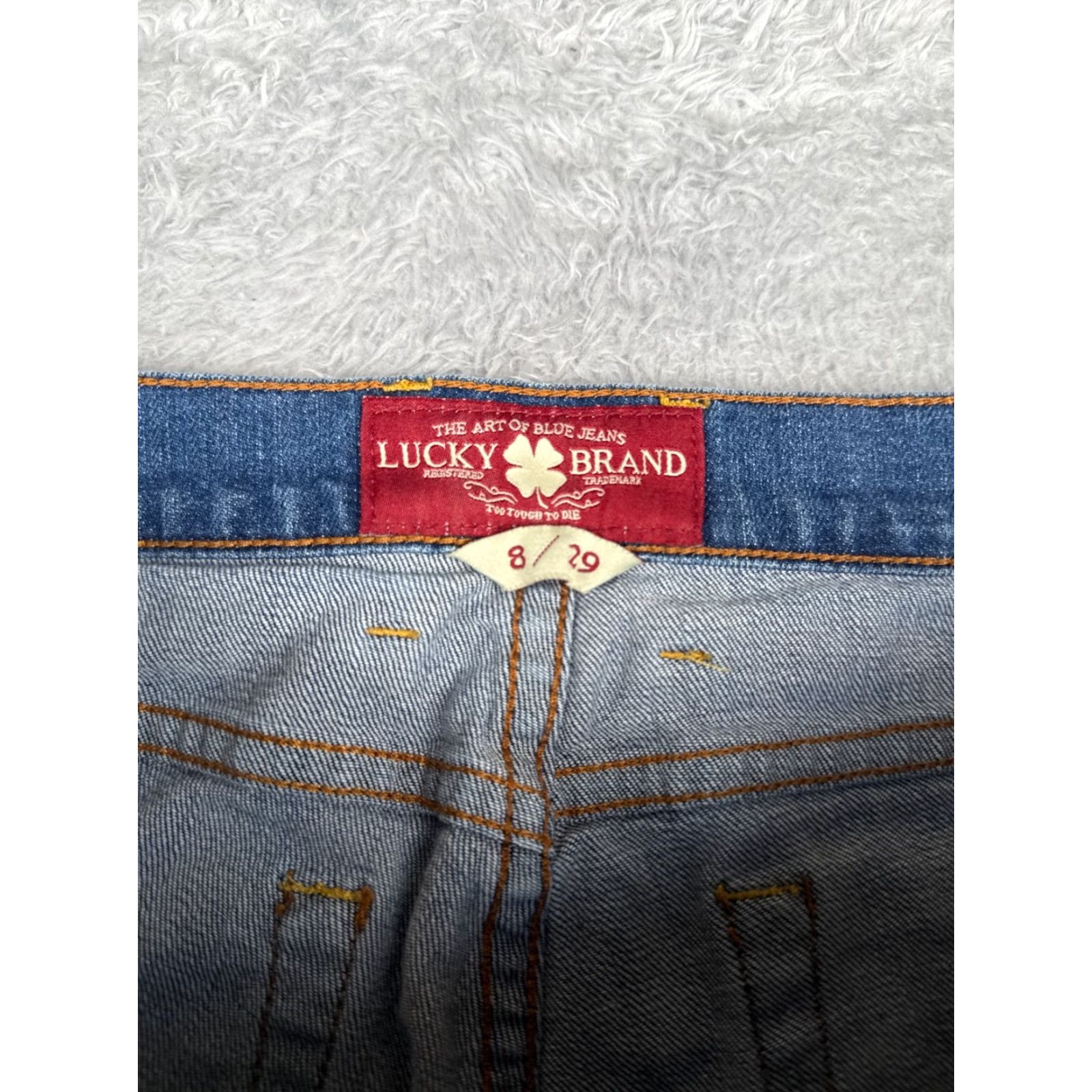Lucky Brand Lucky Brand Jeans Womens 8 Blue Denim Cropped Straight Leg 31x24 Cop 5-Pocket Zipper Button Embroidered Distressed Cotton Stretch Regular Size 30" / US 8 / IT 44 - 6 Thumbnail