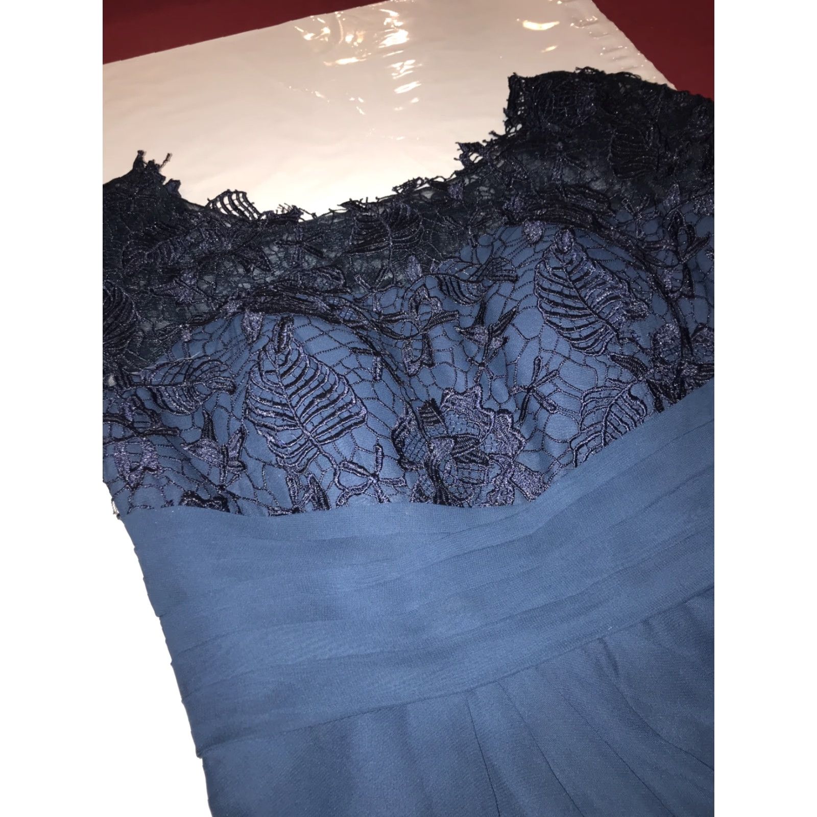 Vintage JJs House Navy Blue Long Draped Maxi Dress Lace Top Short Sleeves NEW SIZE 12 Formal Size XL / US 12-14 / IT 48-50 - 4 Thumbnail