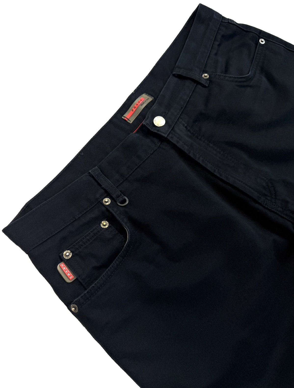 Prada 90-00s Prada Linea Rossa Archive Black Pants Red Tab Vintage Size US 38 / EU 54 - 8 Thumbnail