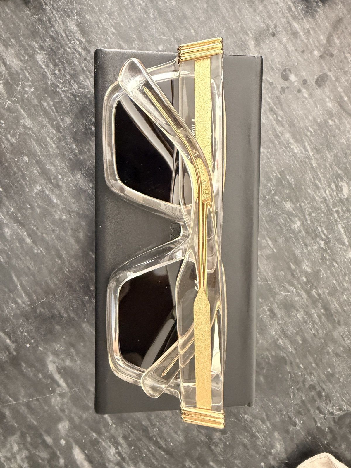 James Oro James Oro Clear Frame Sunglasses with Gold Accents Size ONE SIZE - 4 Thumbnail