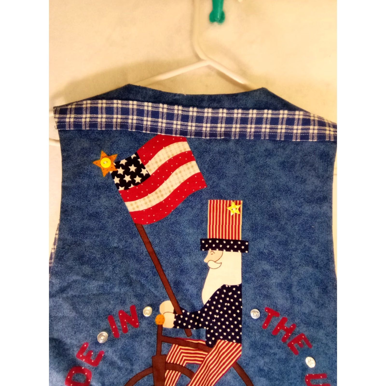 Vintage VINTAGE Americana USA VEST Men L Blue 20" Across Chest 27" Long Handmade USA Theme Vest Size US L / EU 52-54 / 3 - 7 Thumbnail