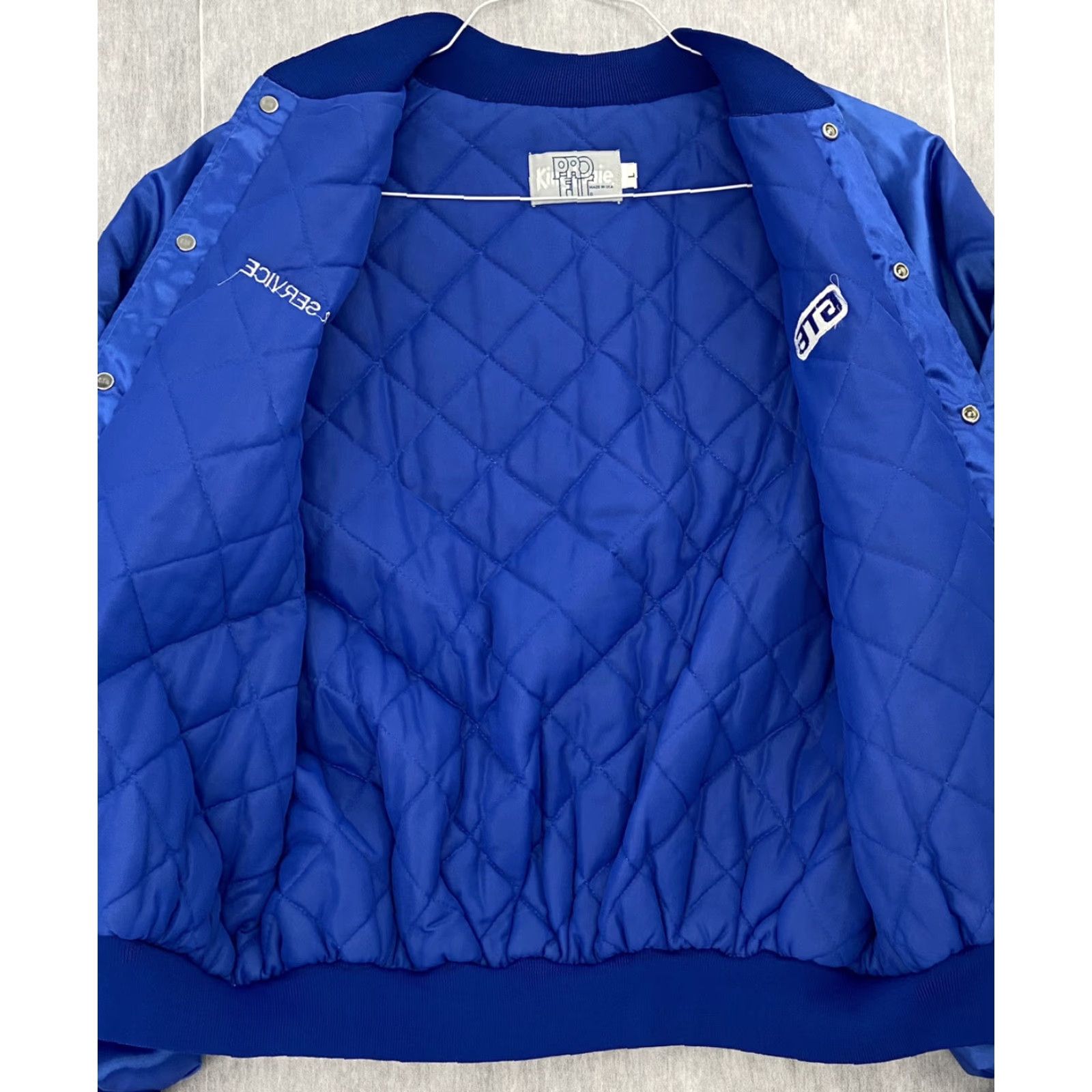 VINTAGE King Louie Bomber Jacket Adult Large Button Snap GTE Blue Union Mens L