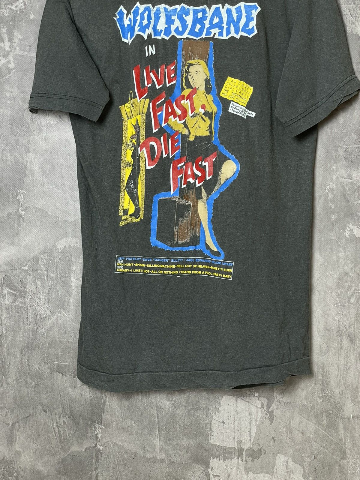 Band Tees × Vintage Vintage 1989 WOLFSBANE ROCK Band Live Fast Die Fast T shirt Size US S / EU 44-46 / 1 - 14 Thumbnail