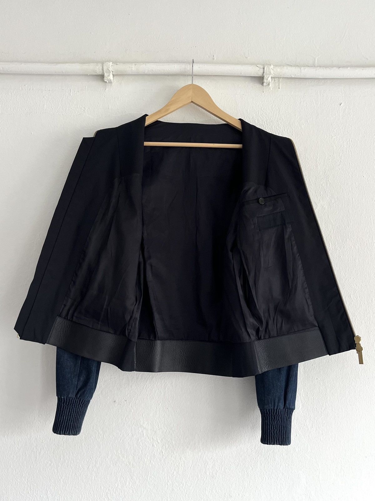 Juun.J Juun.J Leather Accented Navy Bomber Jacket Avant Garde Size US S / EU 44-46 / 1 - 18 Thumbnail