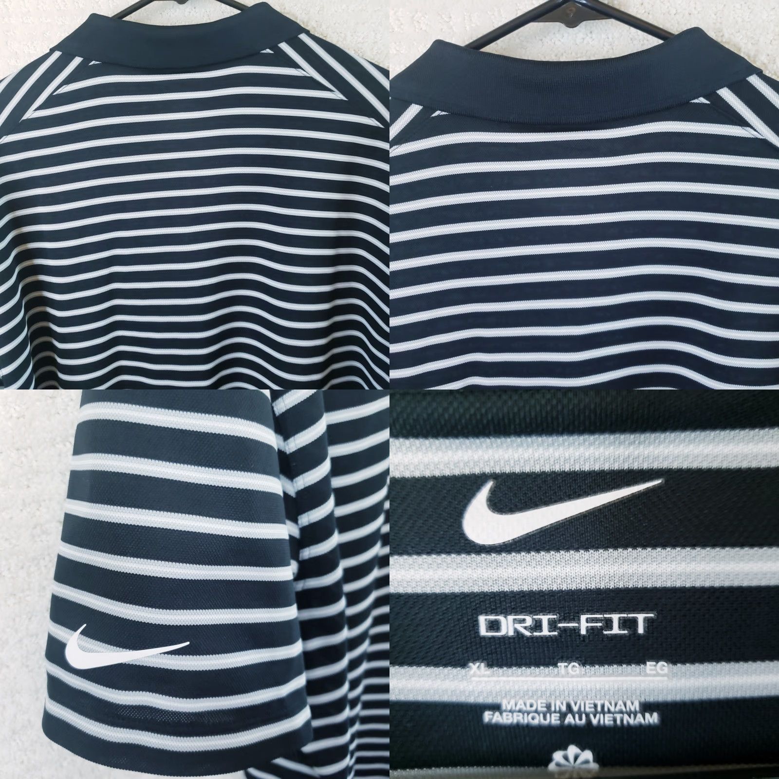 Nike Nike Polo Shirt Mens XL Black Gray White Striped Swoosh Dri-Fit Golf Preppy Outdoor Casual Shirt Size US XL / EU 56 / 4 - 8 Thumbnail