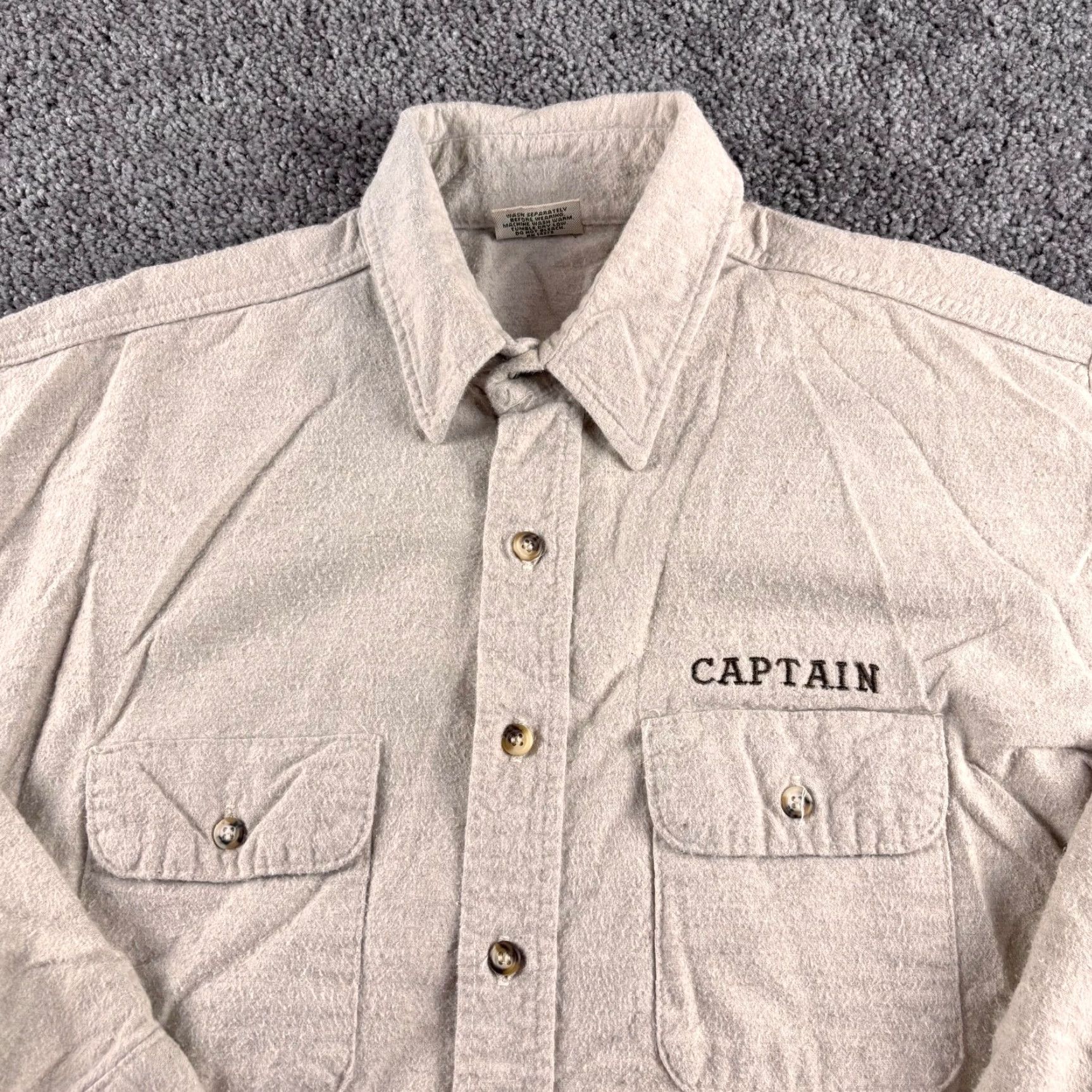 Vintage VINTAGE Five Brothers Shirt Plaid Flannel Button-Up Embroidered Chest Pocket Mens XL Beige Size US XL / EU 56 / 4 - 2 Thumbnail